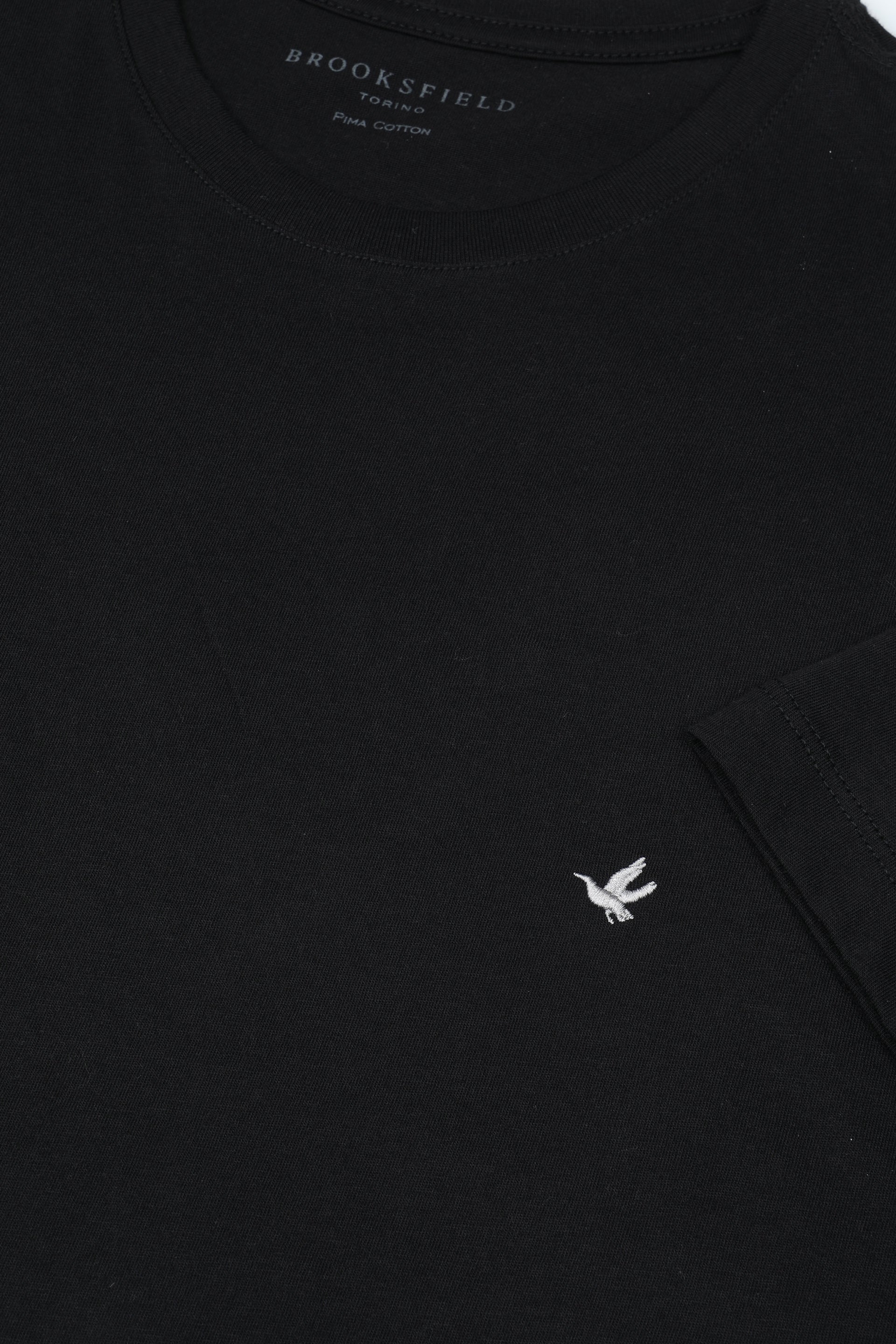T-shirt in jersey di cotone, logo ricamato al cuore. Nero - Black