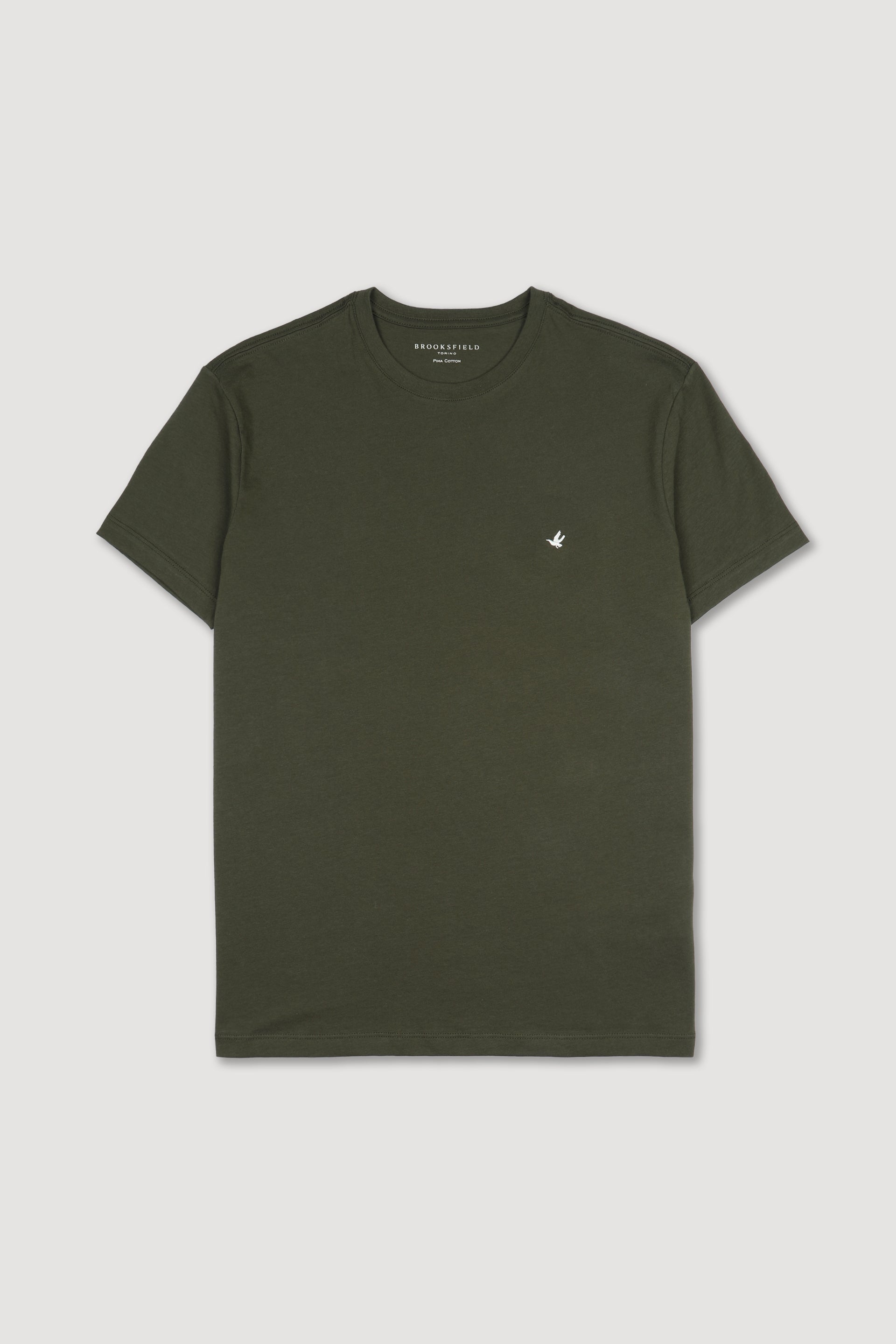 UOMO-T-SHIRT M/C JERSEY, GIROCOLLO CON RICAMO AL PETTO - Military gr.