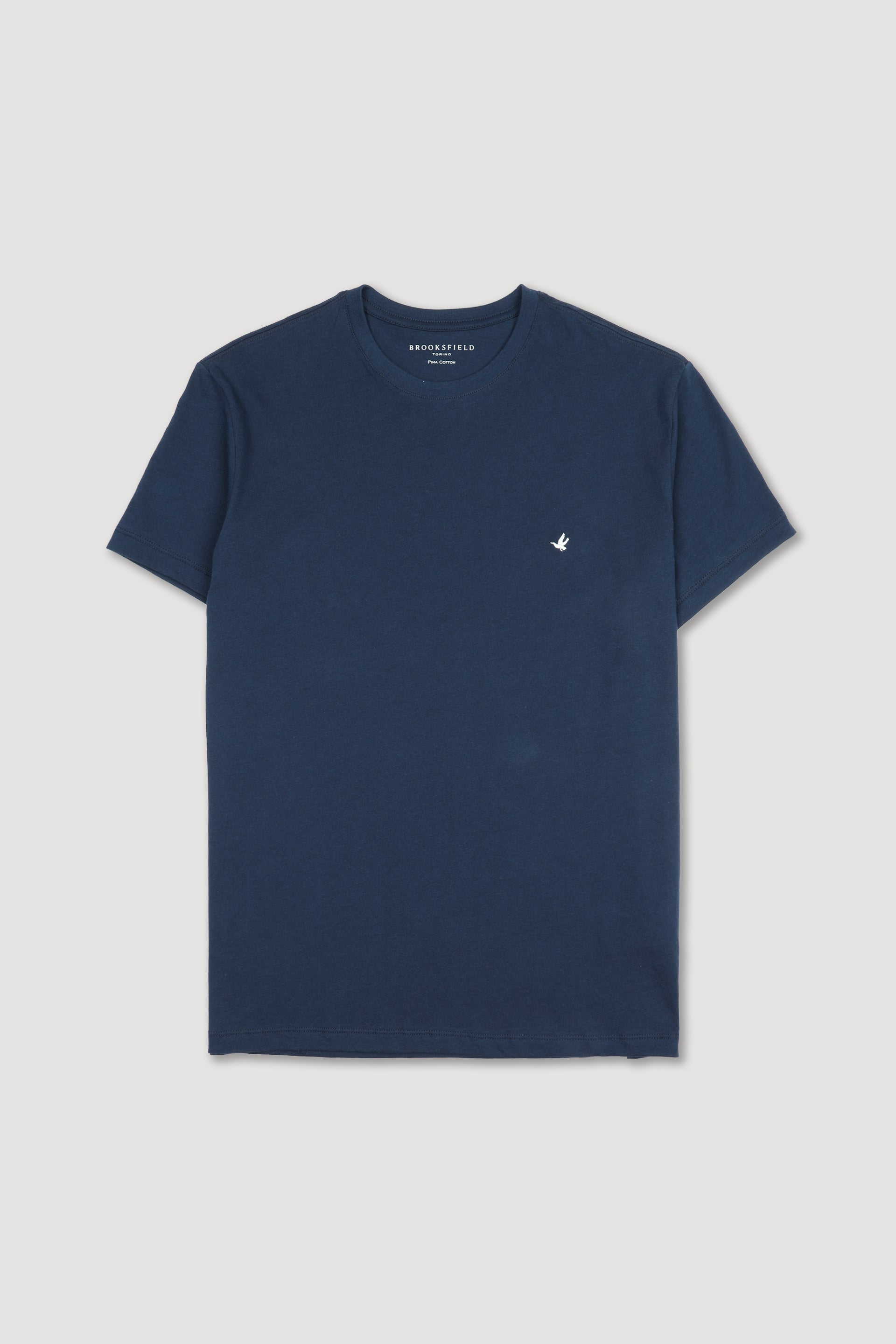 UOMO-T-SHIRT M/C JERSEY, GIROCOLLO CON RICAMO AL PETTO - Navy