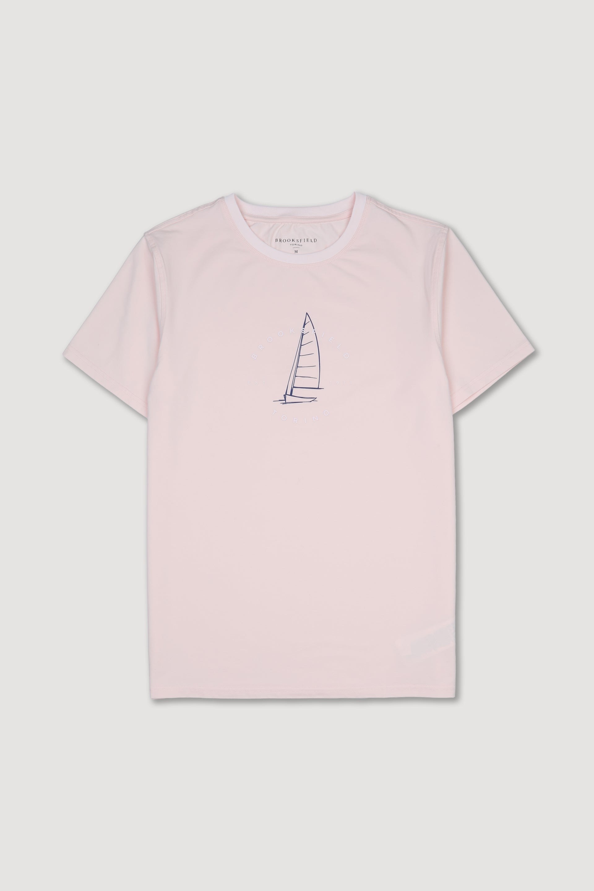 T-shirt in jersey di cotone stretch con stampa barca a vela. Rosa - Pink