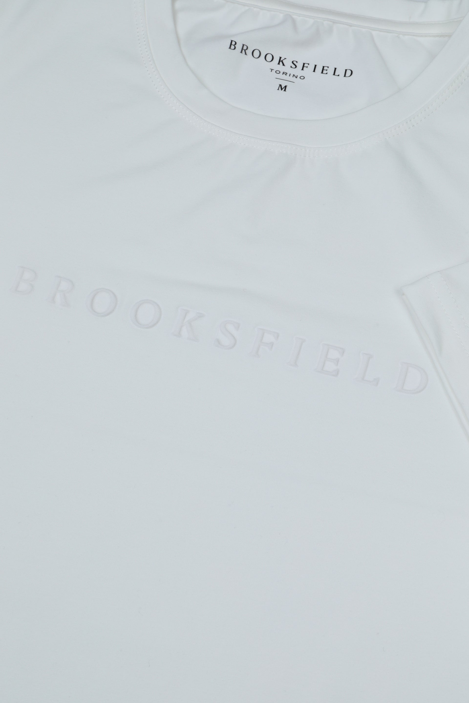 UOMO-T-SHIRT M/C JERSEY STRETCH, GIROCOLLO IN COSTINA, POLSI CON ORLO, ST.BROOKSFIELD IN RILIEVO (BRKC3233) - White