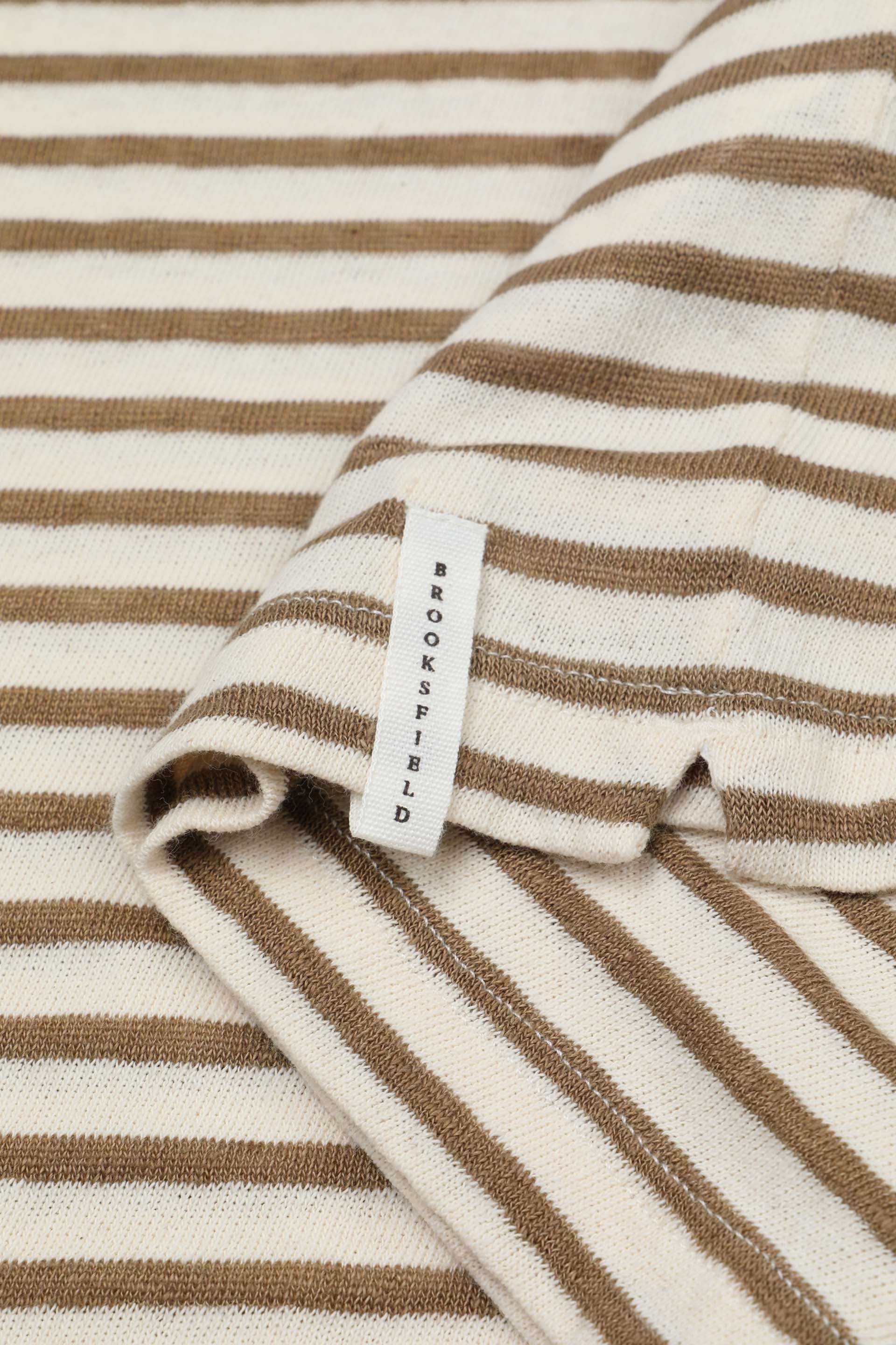 T-shirt rigata in jersey di cotone misto lino. Beige - Safari/Latte