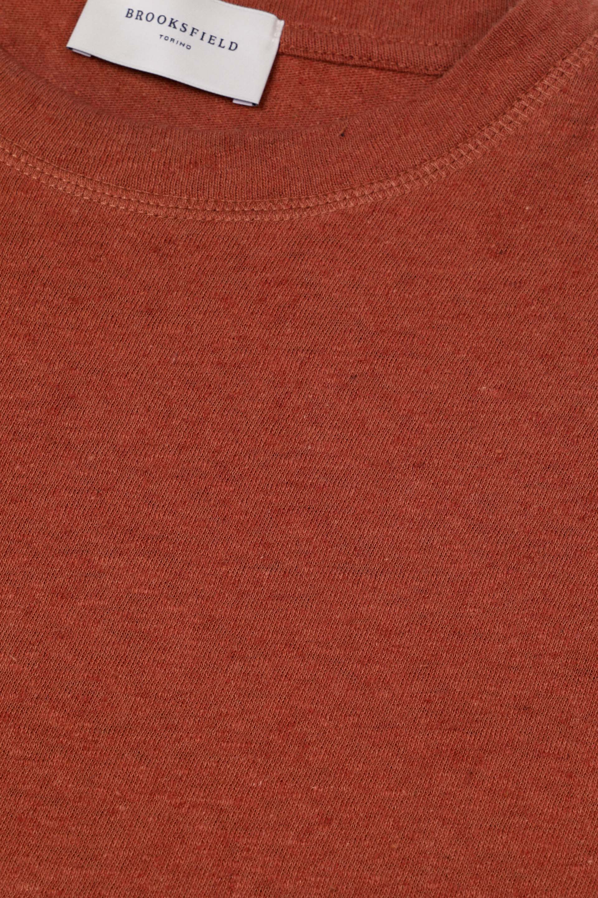 T-shirt in jersey di lino misto cotone. Arancione - Chili