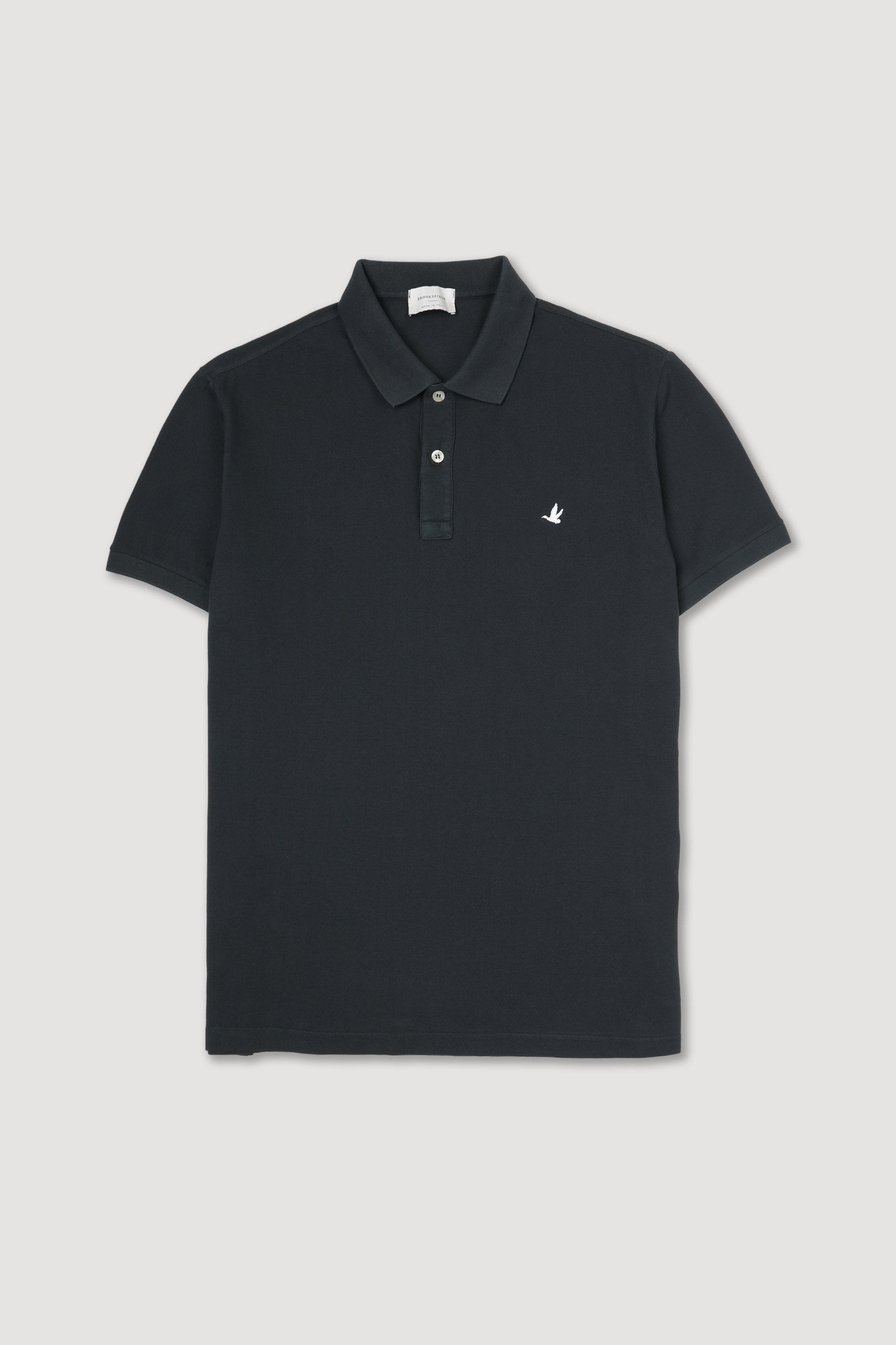 Polo in piquet di cotone con logo ricamato al cuore. Nero - Nero scarico