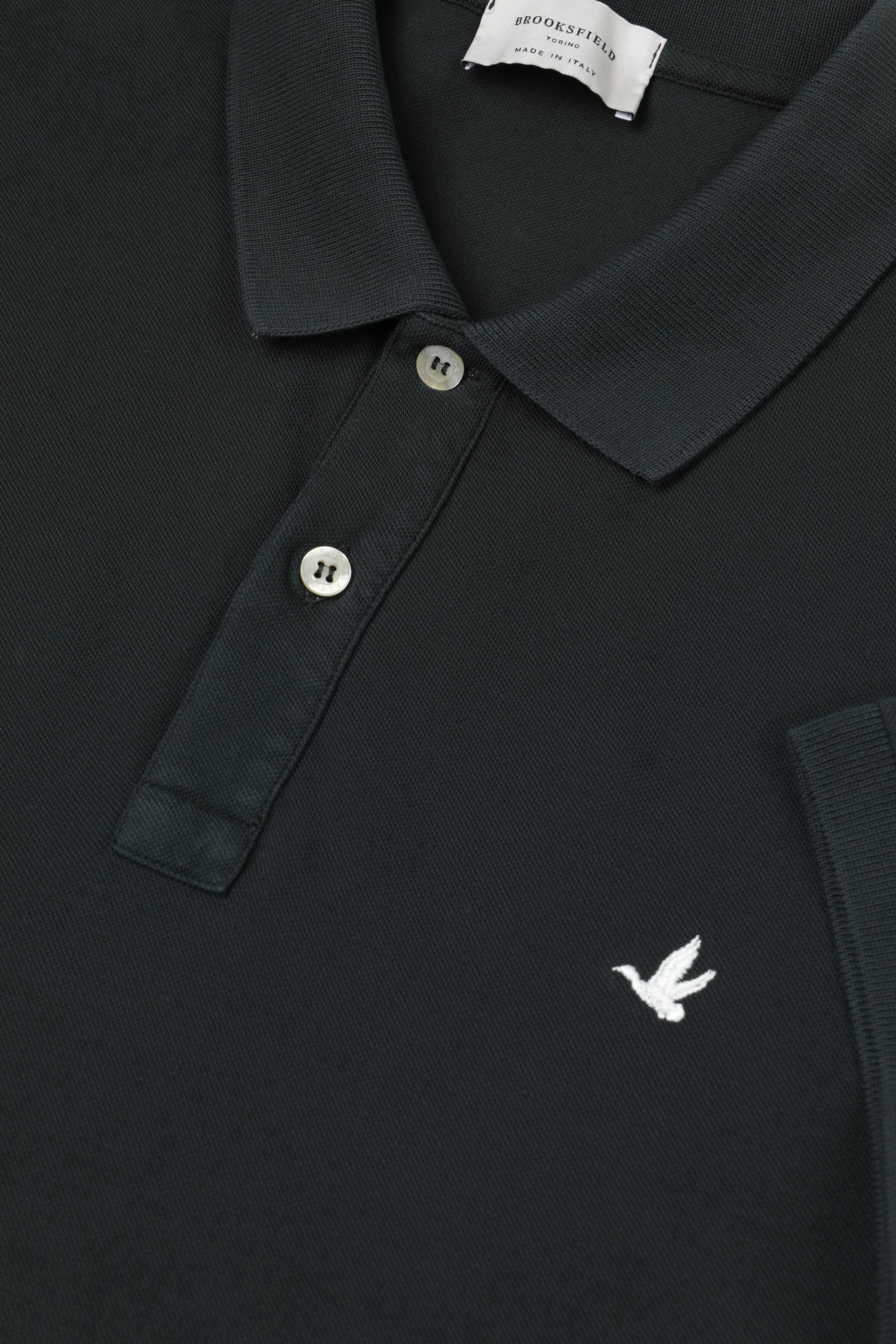 Polo in piquet di cotone con logo ricamato al cuore. Nero - Nero scarico