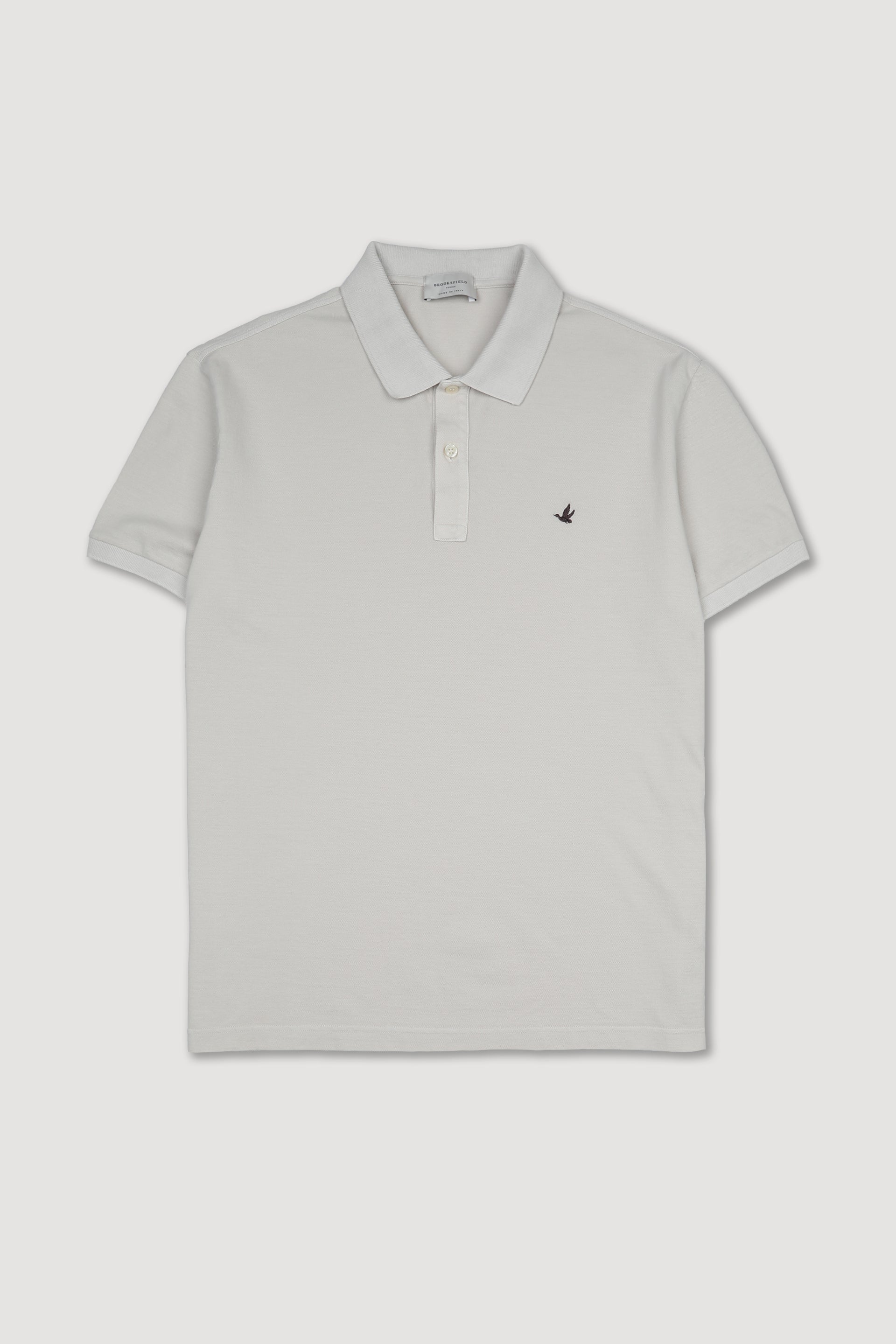 Polo in piquet di cotone con logo ricamato al cuore. Grigio - Mastice