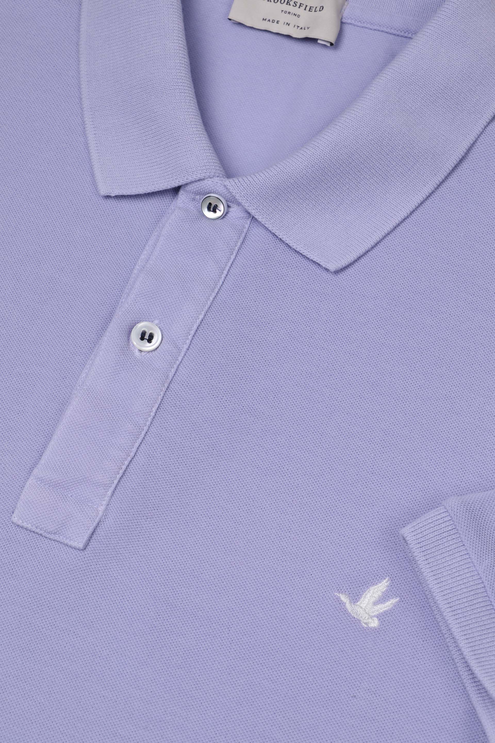 Polo in piquet di cotone con logo ricamato al cuore. Viola - Lavender