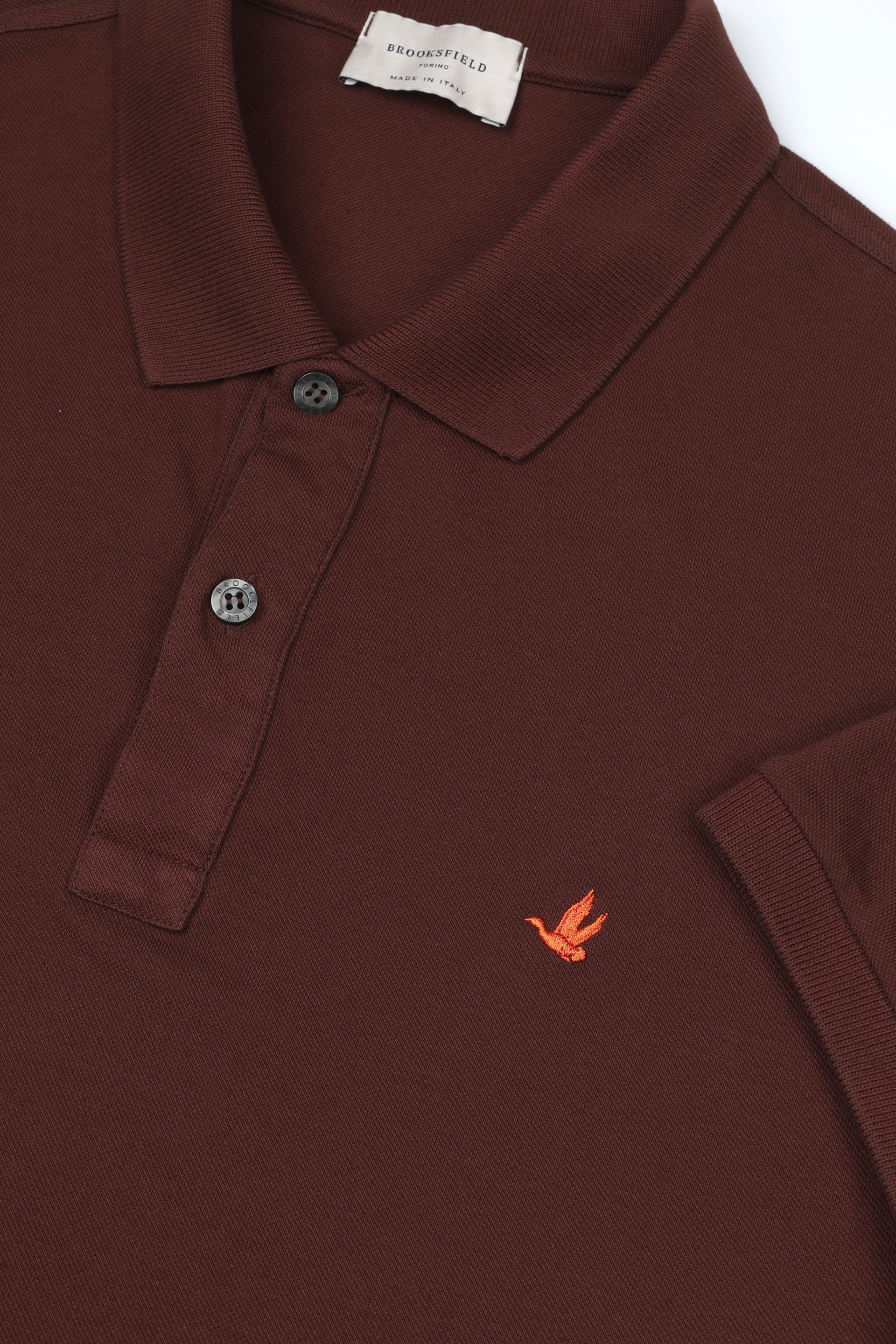 Polo in piquet di cotone con logo ricamato al cuore. Marrone - Africa