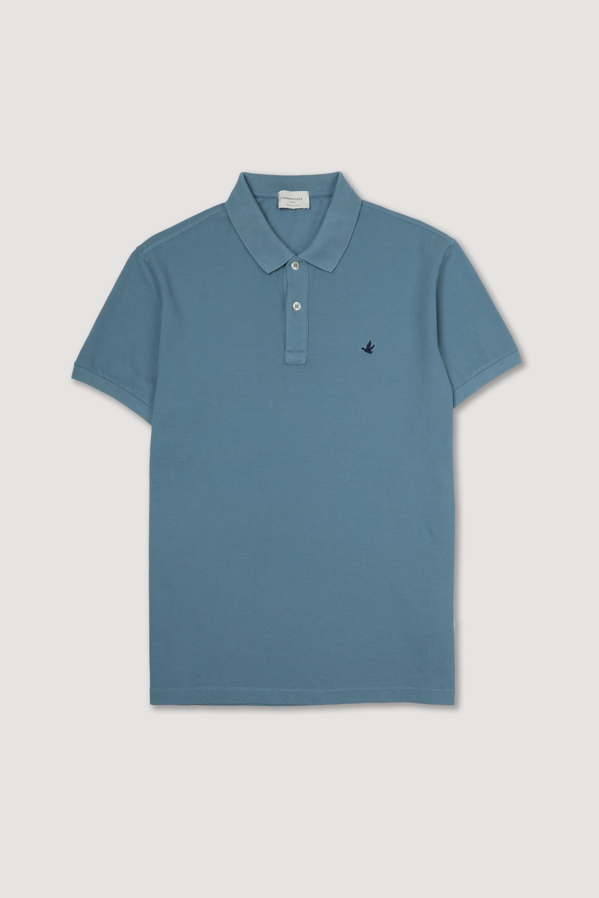 Polo in piquet di cotone con logo ricamato al cuore. Azzurro - Igloo