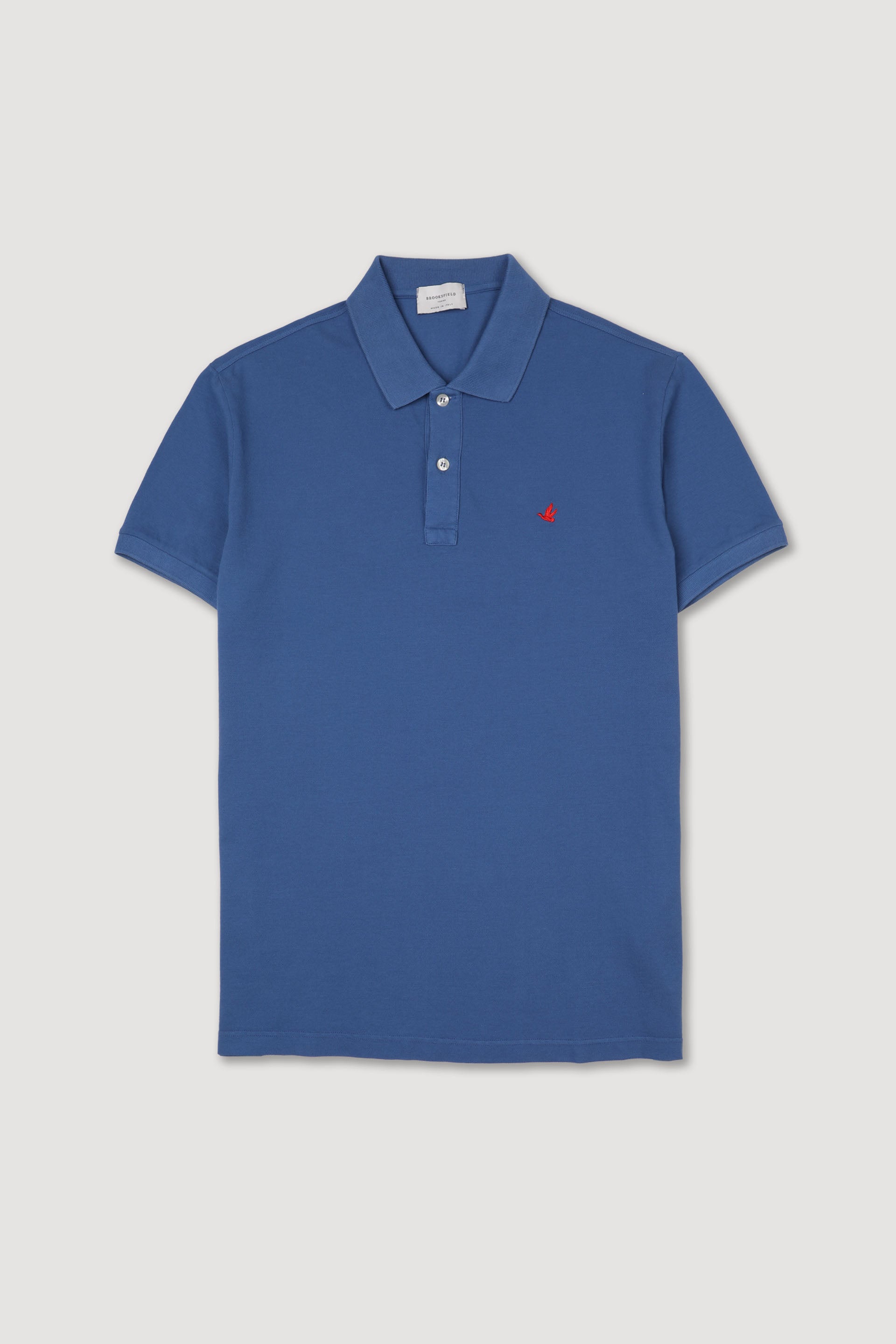 Polo in piquet di cotone con logo ricamato al cuore. Blu - Acquario