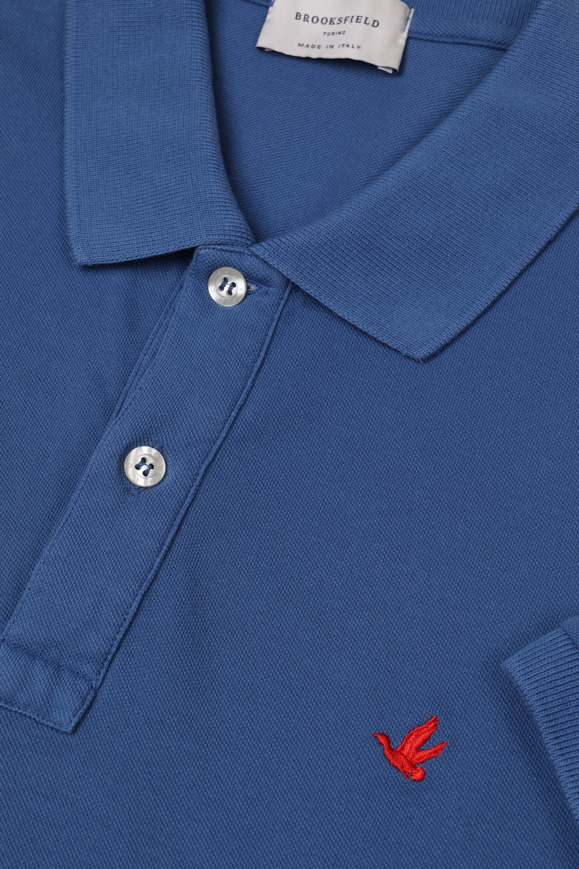 Polo in piquet di cotone con logo ricamato al cuore. Blu - Acquario