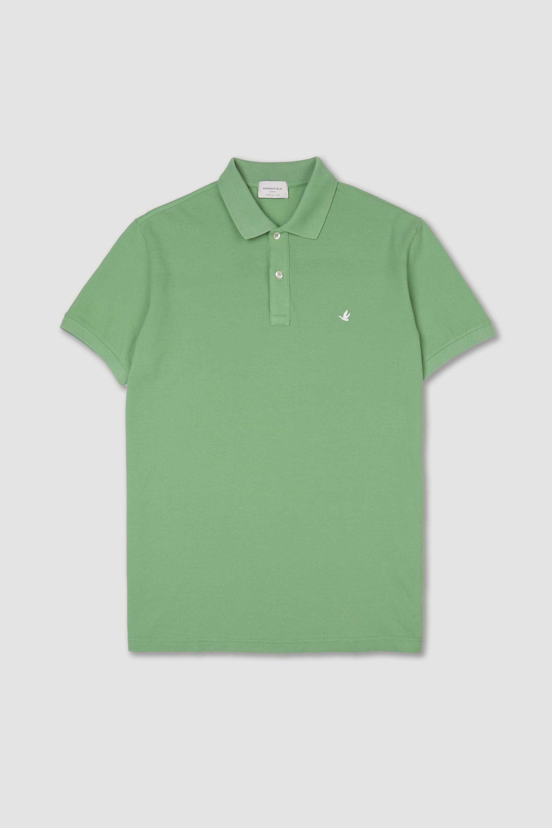 Polo in piquet di cotone con logo ricamato al cuore. Verde - Aneto