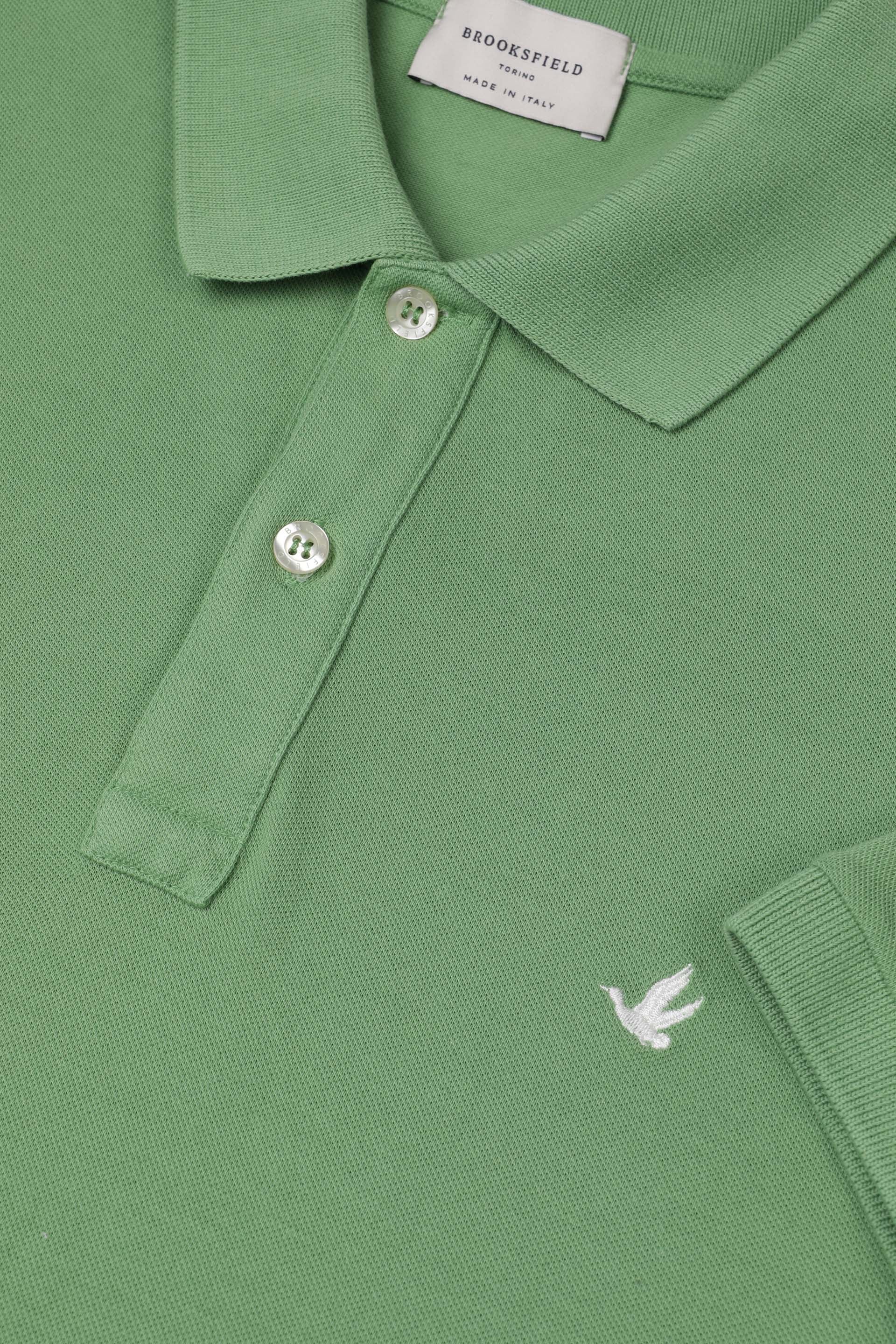 Polo in piquet di cotone con logo ricamato al cuore. Verde - Aneto