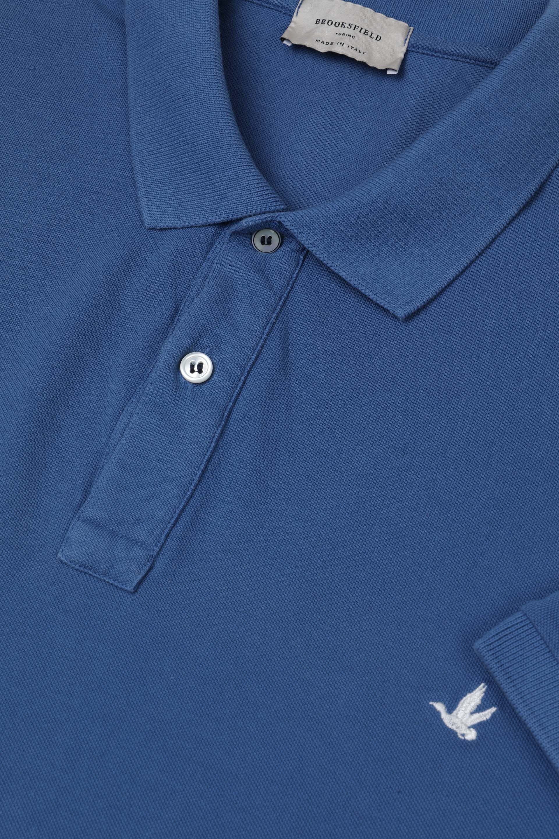 Polo in piquet di cotone con logo ricamato al cuore. Blu - Sailor