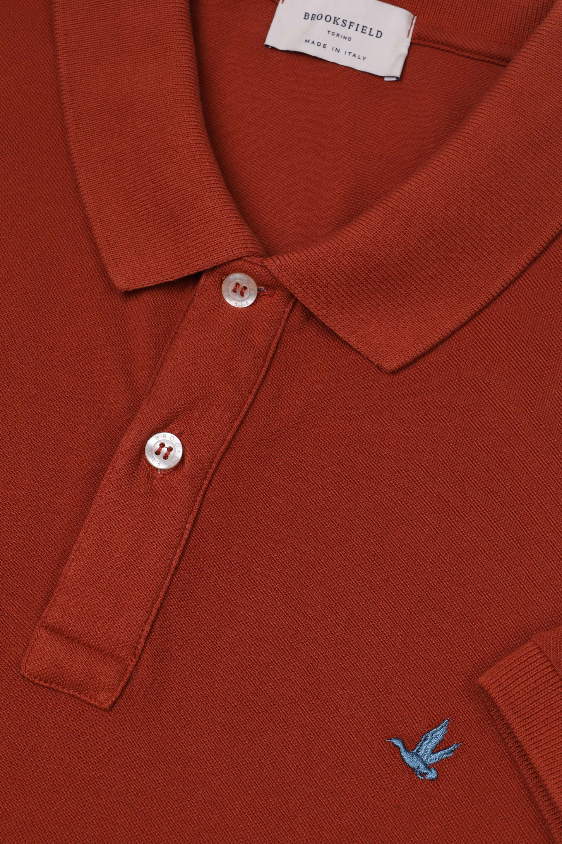 Polo in piquet di cotone con logo ricamato al cuore. Arancione - Chili