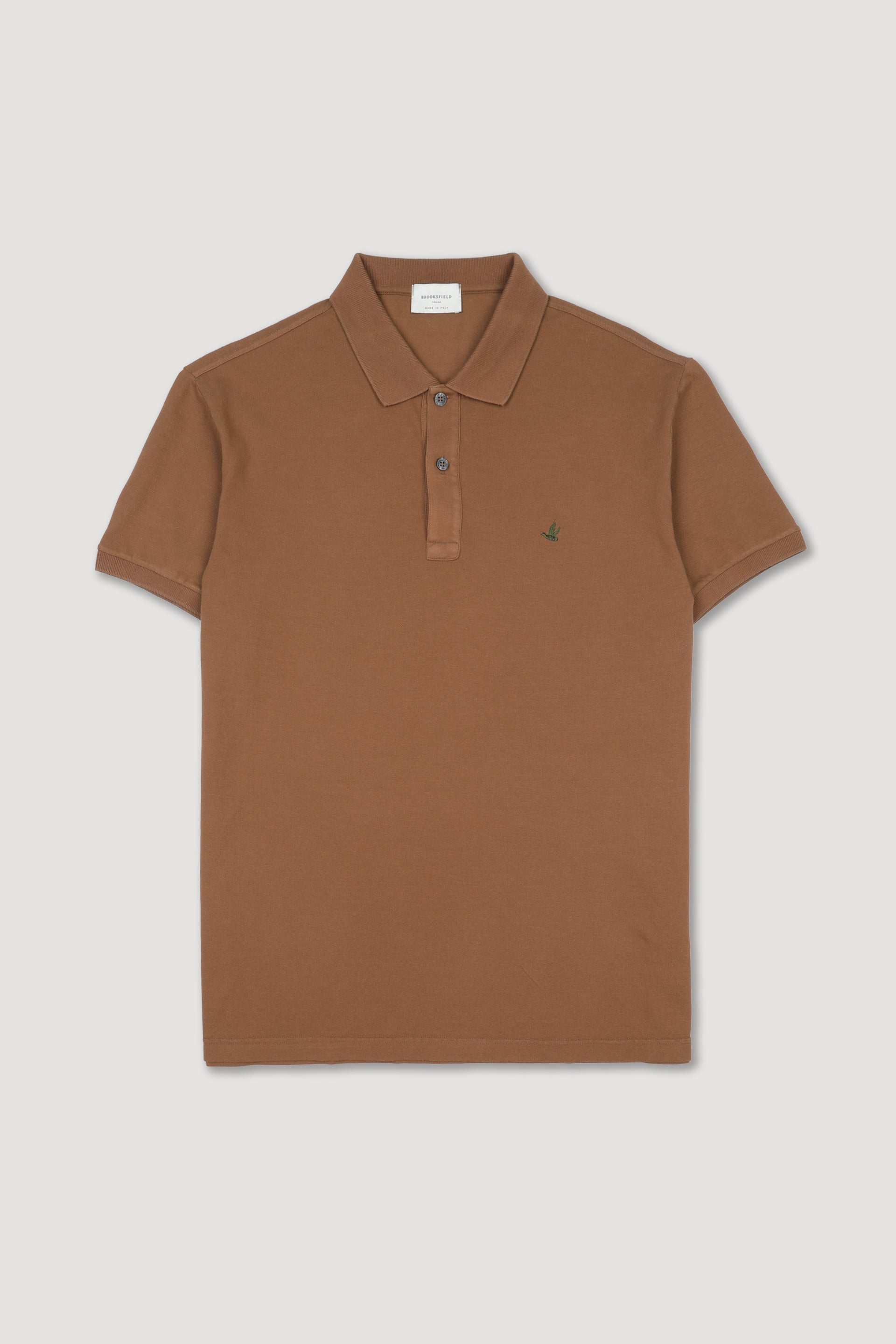 Polo in piquet di cotone con logo ricamato al cuore. Marrone - Sandal