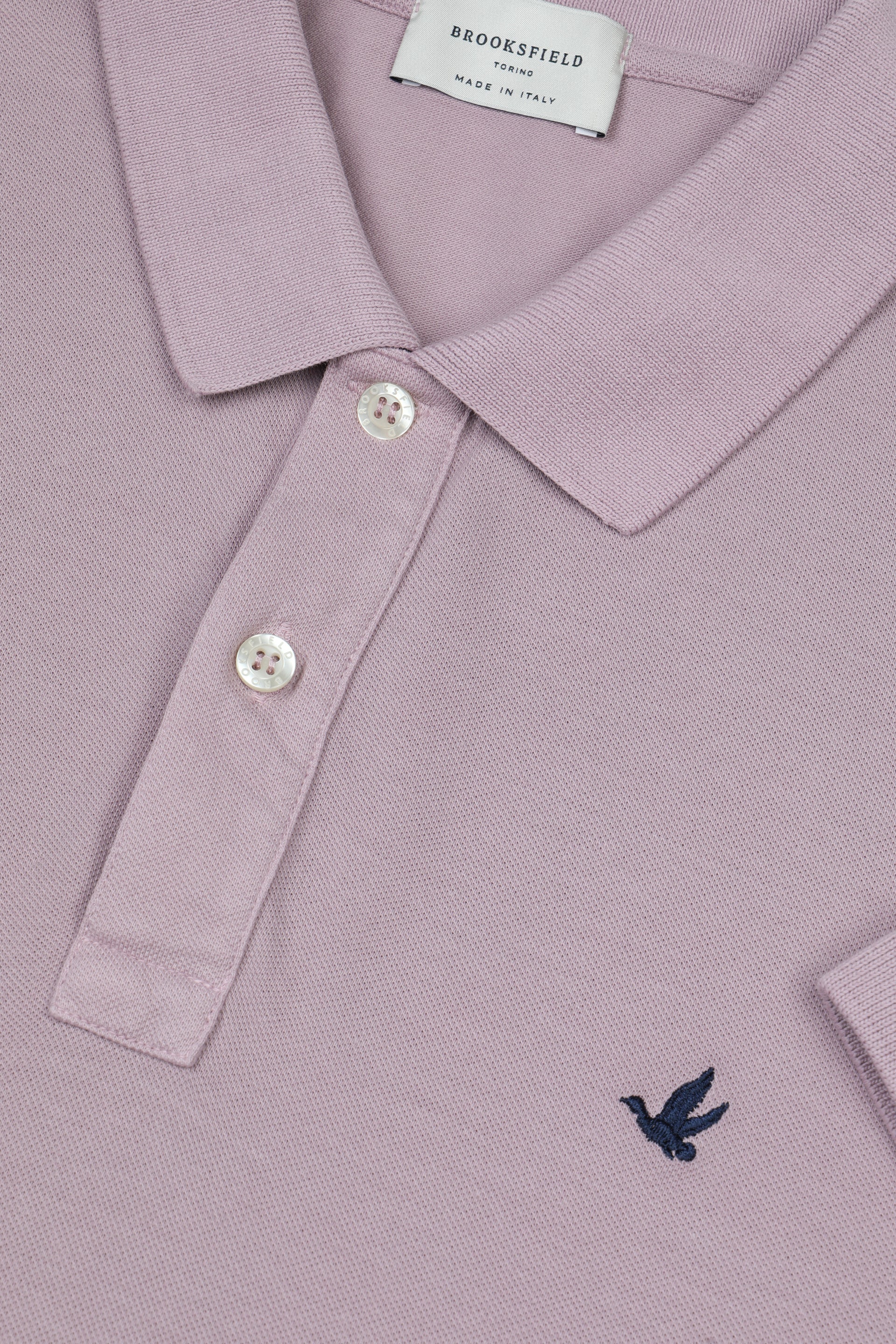 Polo in piquet di cotone con logo ricamato al cuore. Viola - Campanula