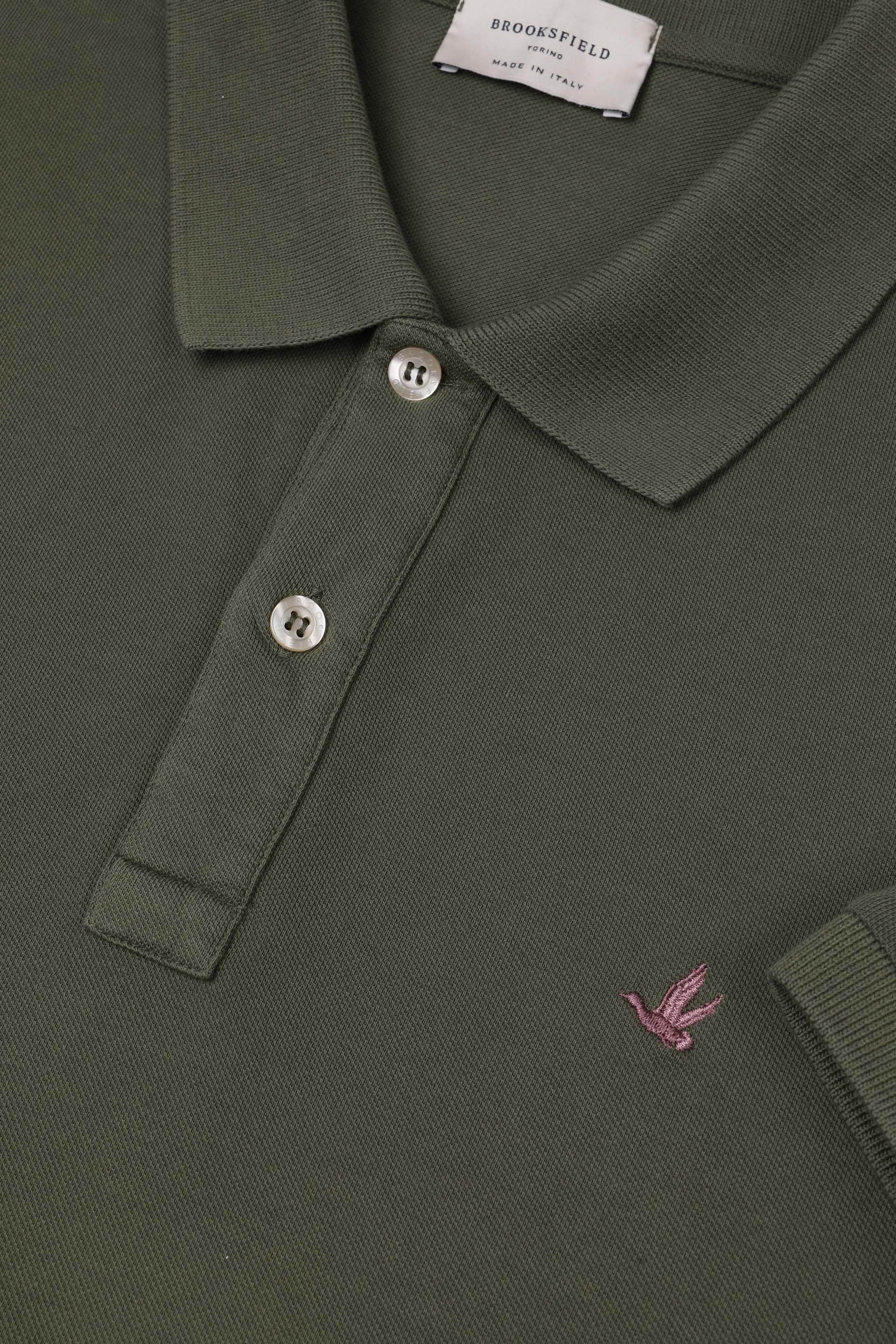 Polo in piquet di cotone con logo ricamato al cuore. Verde - Alligator