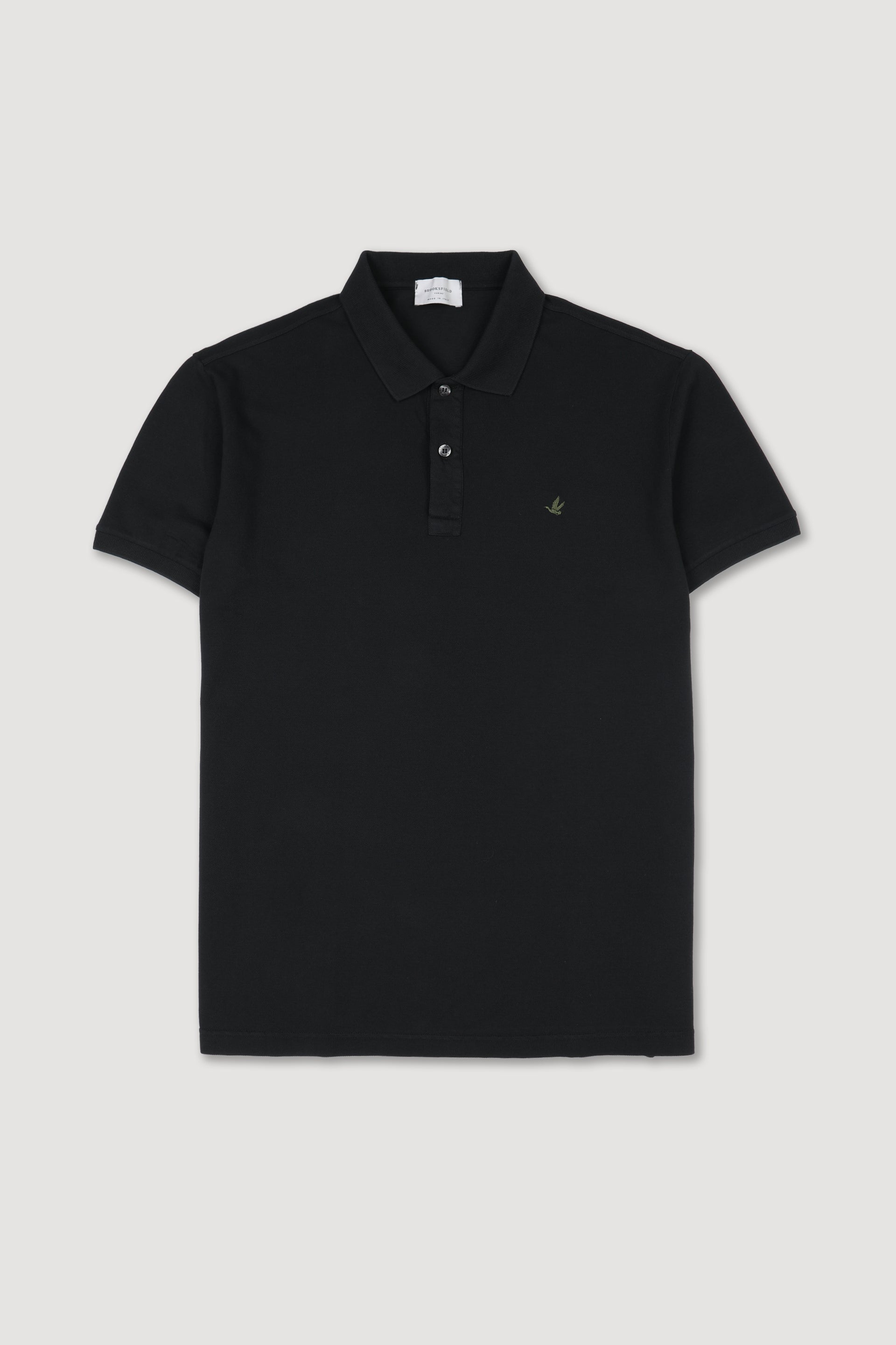 Polo in piquet di cotone con logo ricamato al cuore. Nero - Black