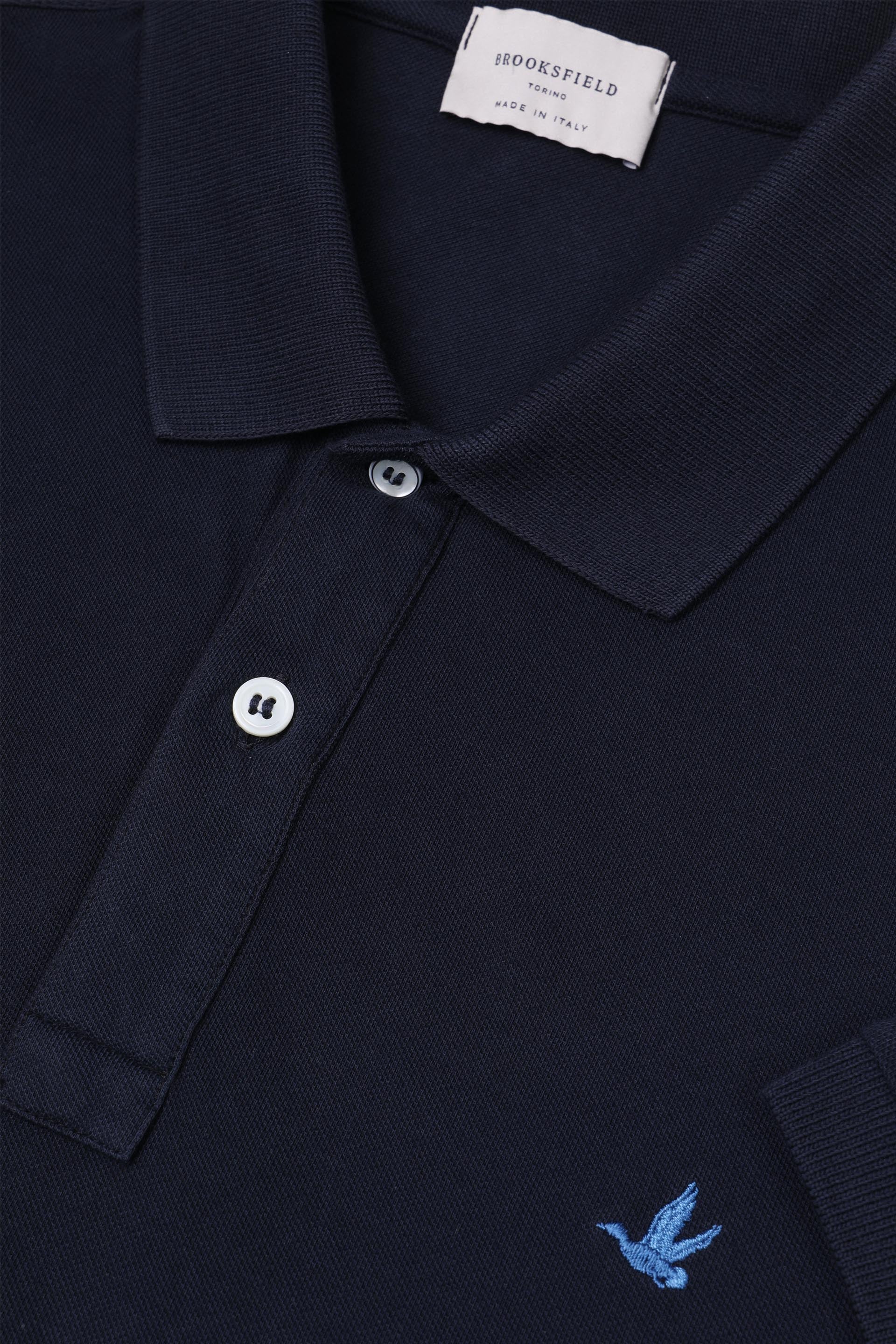 Polo in piquet di cotone con logo ricamato al cuore. Blu - Navy