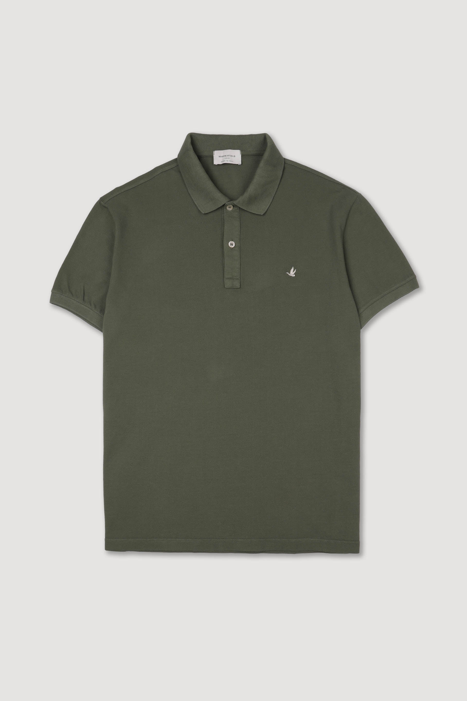 Polo in piquet di cotone, sottocollo stampato. Logo ricamato al cuore. Verde - Alligator