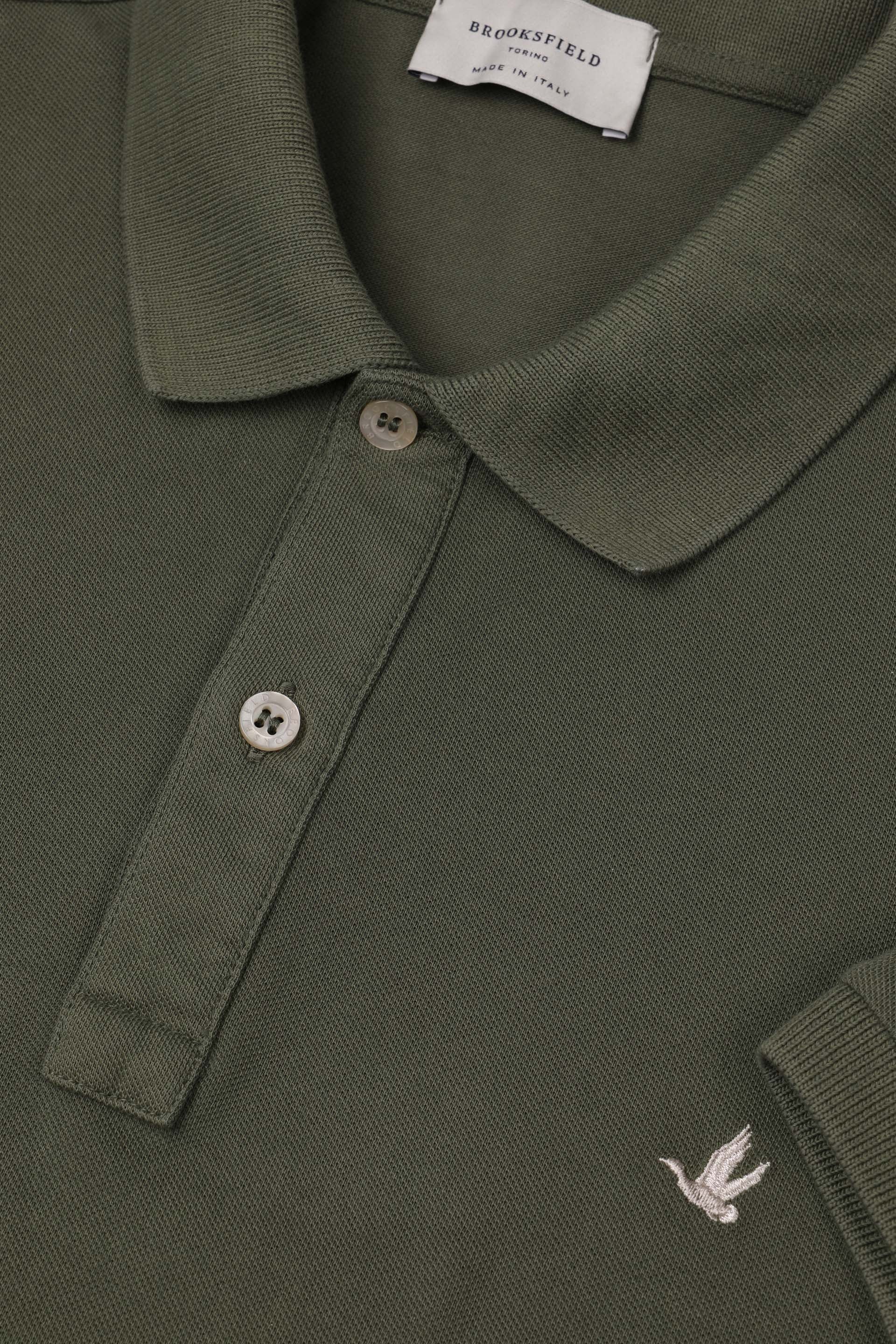 Polo in piquet di cotone, sottocollo stampato. Logo ricamato al cuore. Verde - Alligator