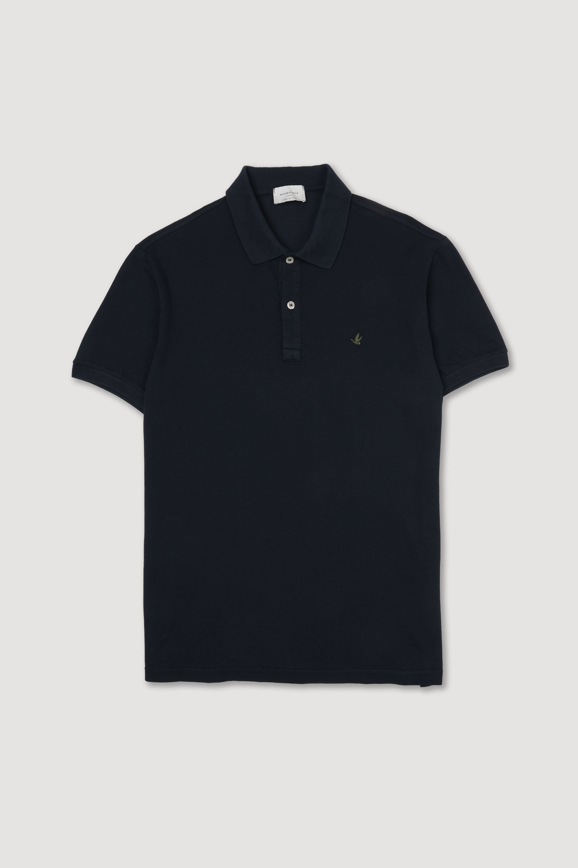 Polo in piquet di cotone, sottocollo stampato. Logo ricamato al cuore. Blu - Navy