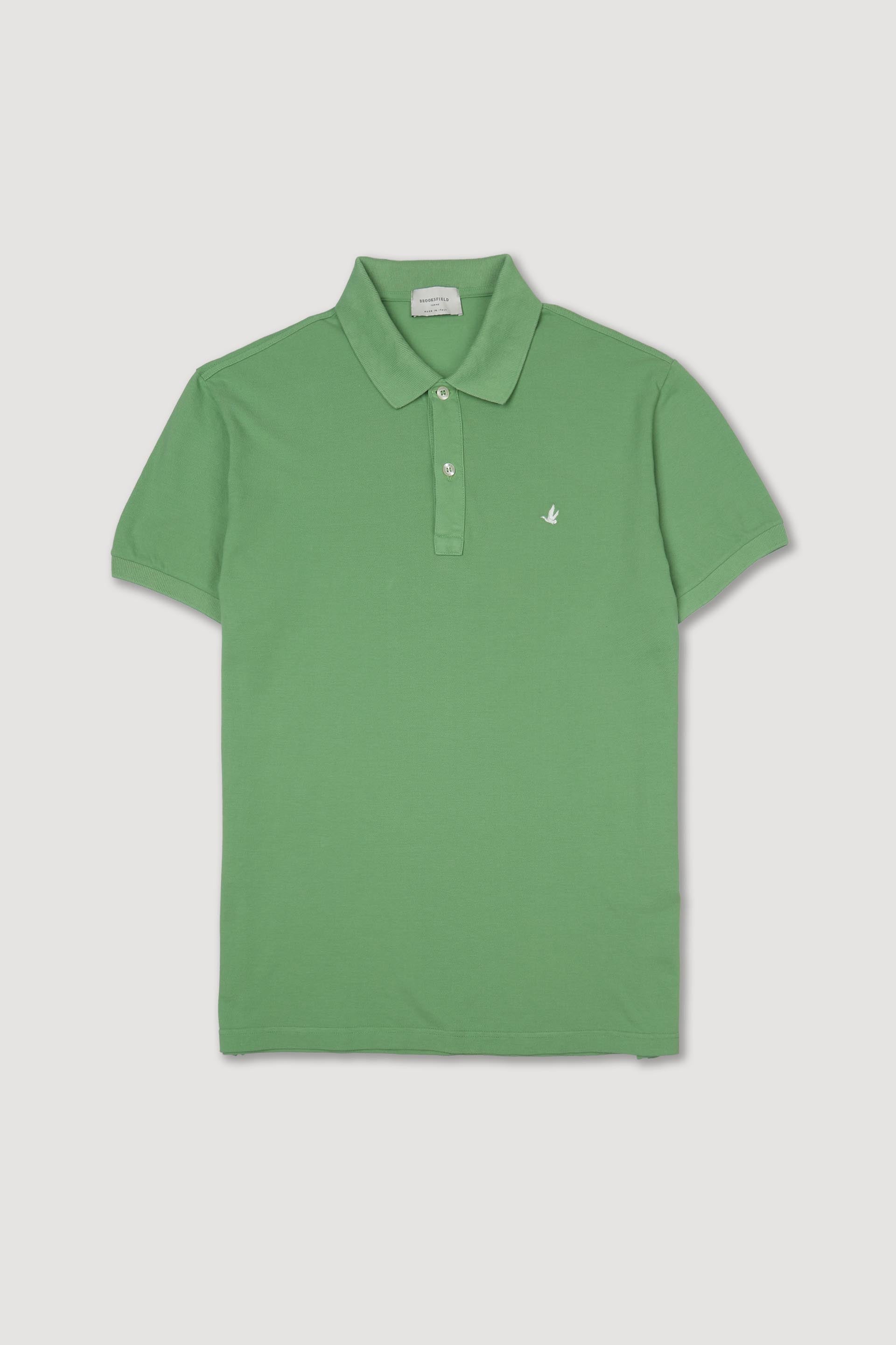 Polo in piquet di cotone, sottocollo stampato. Logo ricamato al cuore. Verde - Aneto