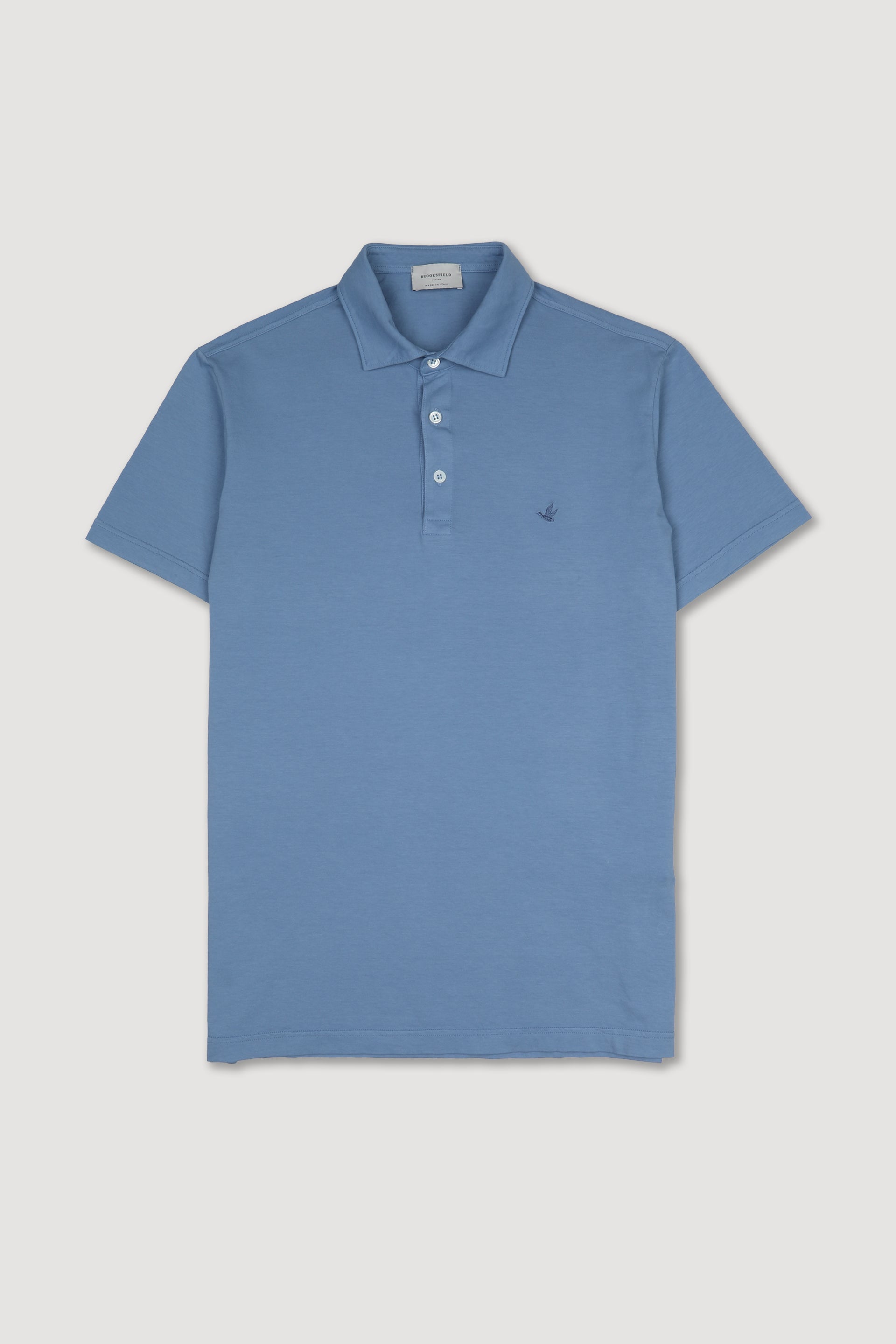 Polo in jersey di cotone con logo ricamato al cuore. Azzurro - Cirro
