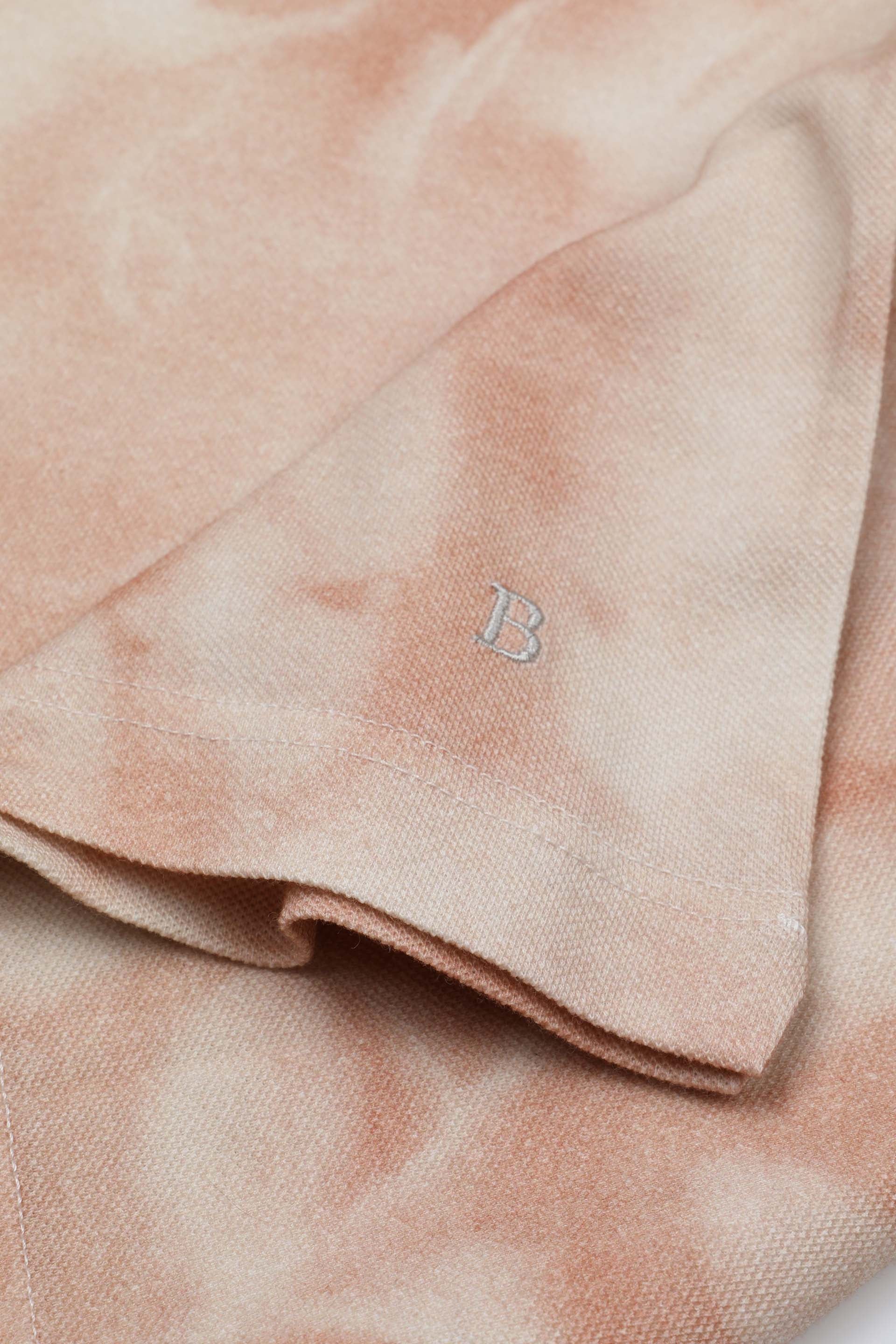 Polo collo aperto in piquet di cotone con stampa. Rosa - Crepuscolo