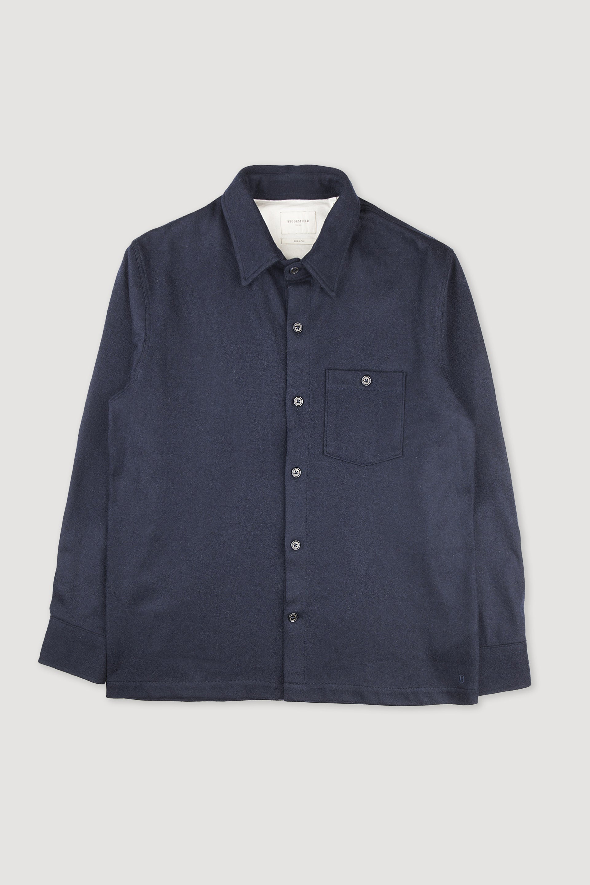 Overshirt in tessuto jersey di misto lana, con taschino. Blu - Navy