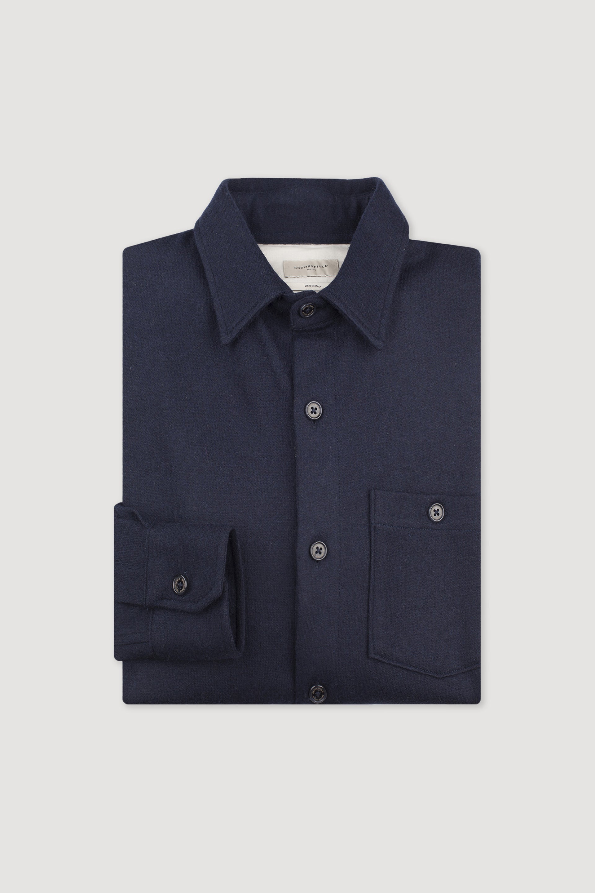 Overshirt in tessuto jersey di misto lana, con taschino. Blu - Navy