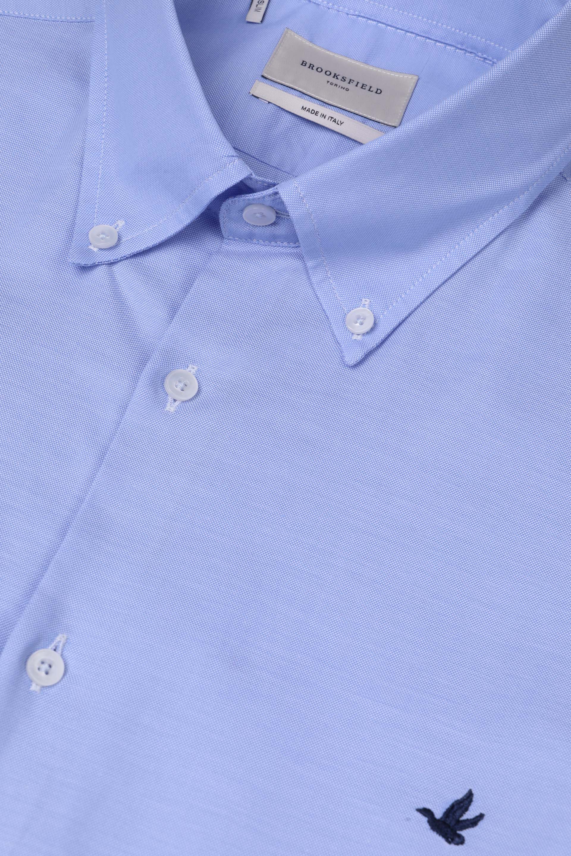 CAMICIA, SLIM FIT, BUTTON DOWN, OXFORD COTONE UNITO - Cielo