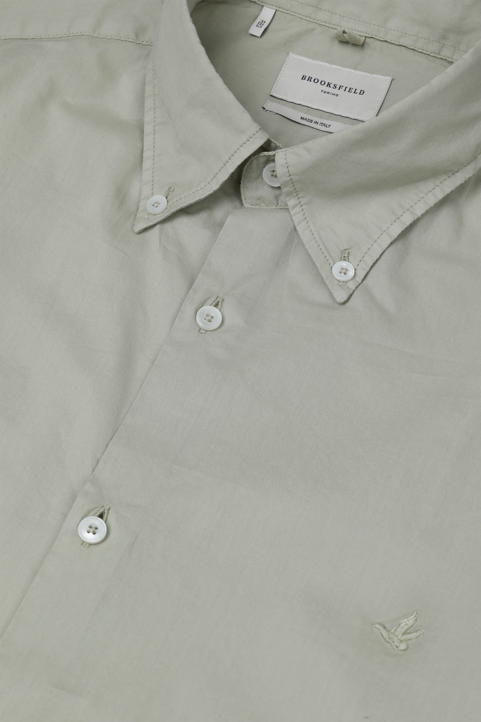 CAMICIA, REGULAR, BUTTON DOWN, POPLIN COTONE UNITO, TINTO CAPO - Artichoke
