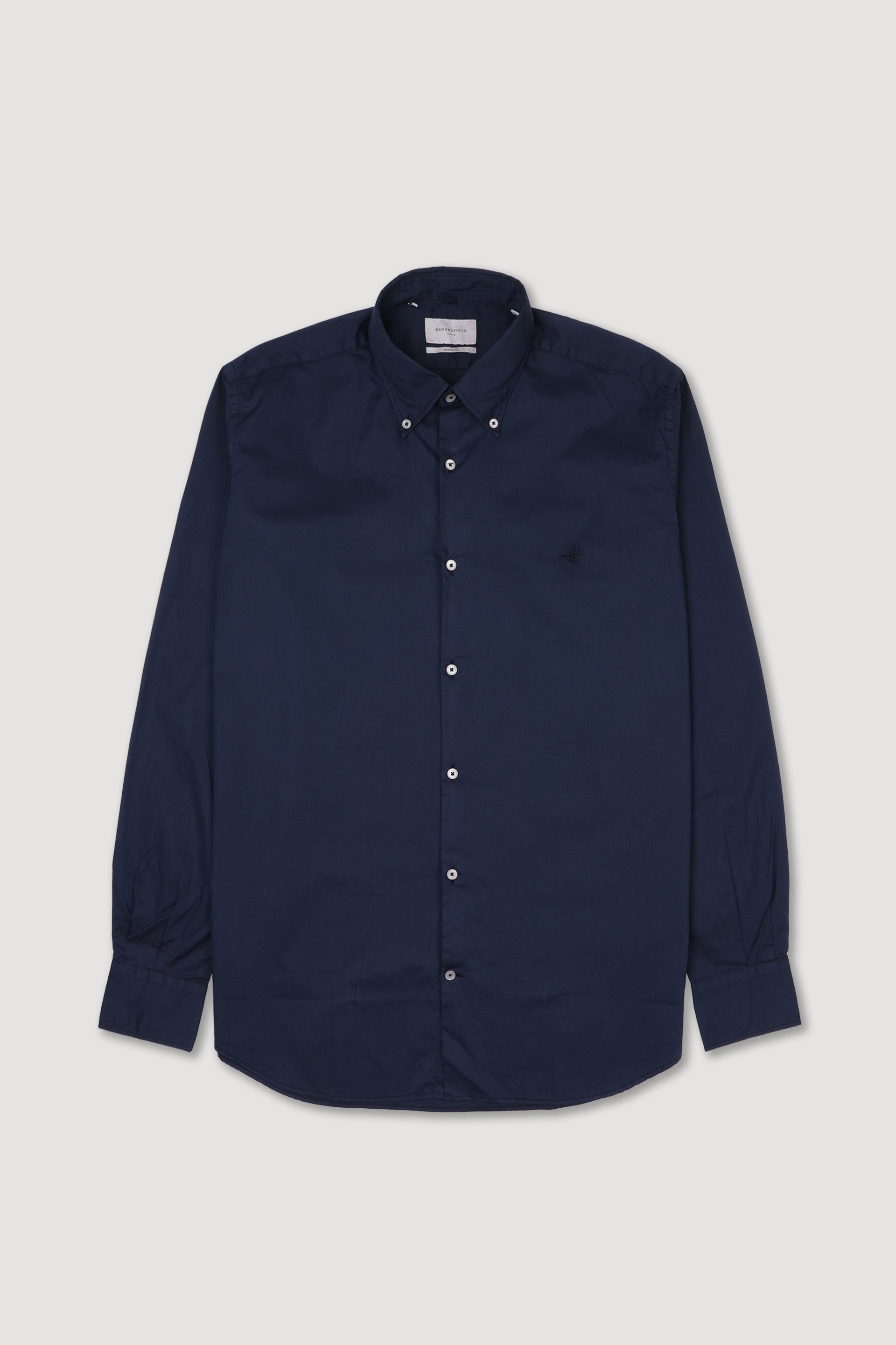 CAMICIA, REGULAR, BUTTON DOWN, POPLIN COTONE UNITO, TINTO CAPO - Navy blue