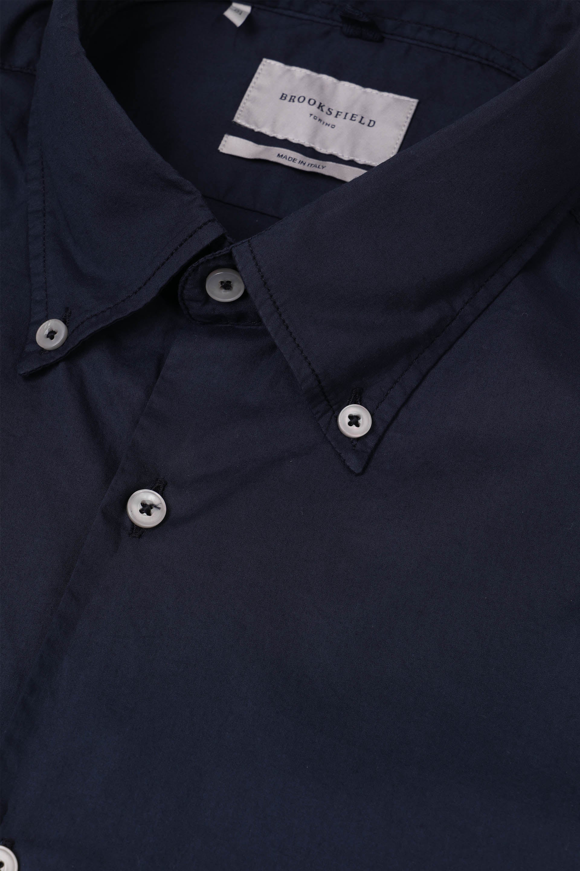 CAMICIA, REGULAR, BUTTON DOWN, POPLIN COTONE UNITO, TINTO CAPO - Navy blue