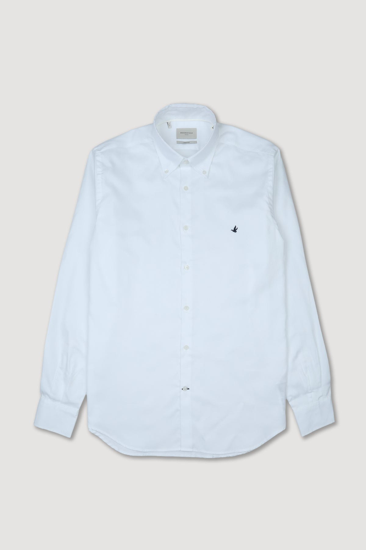 Camicia button down in pin point di  cotone. Slim fit. Logo al cuore. Bianco - White