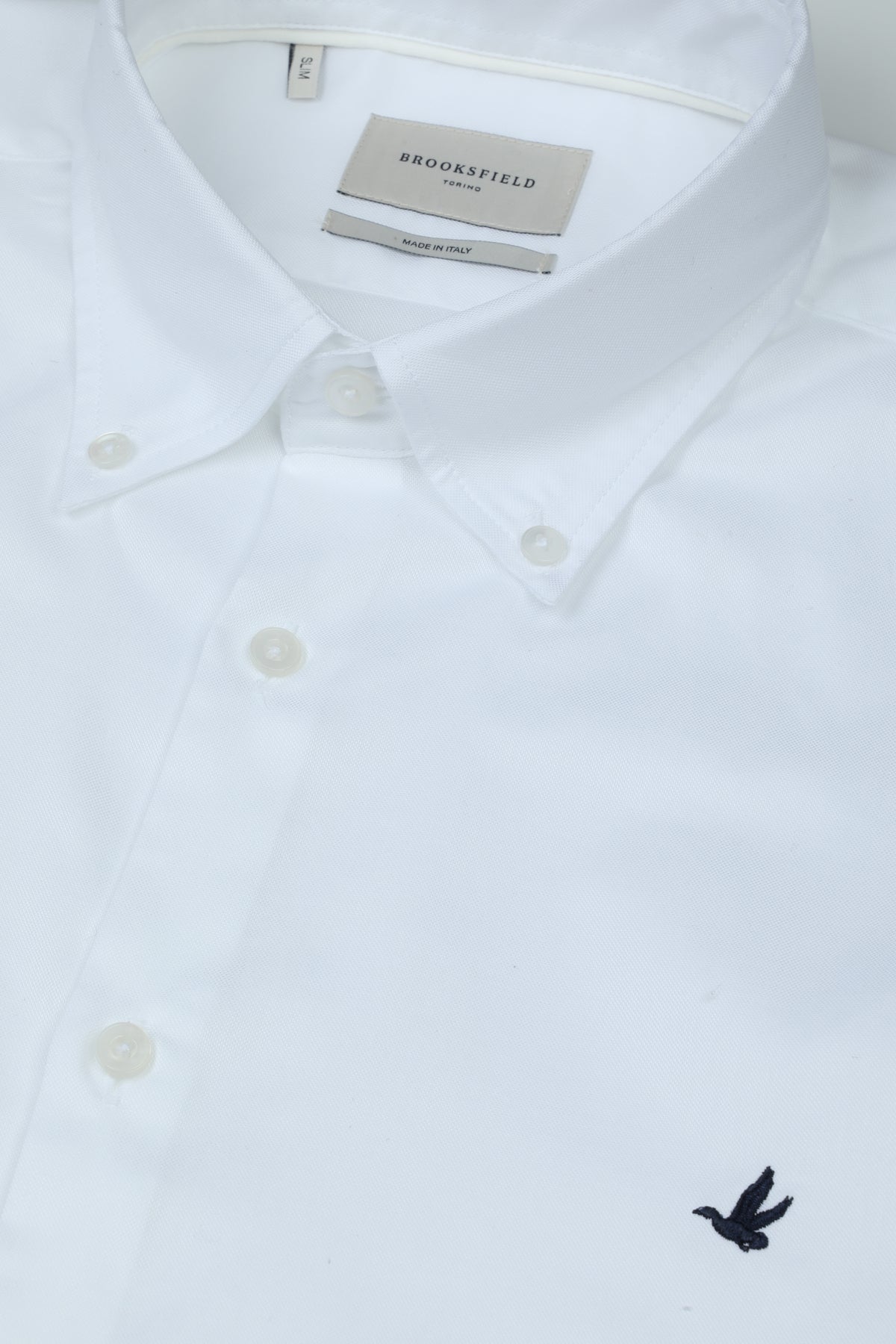 Camicia button down in pin point di  cotone. Slim fit. Logo al cuore. Bianco - White