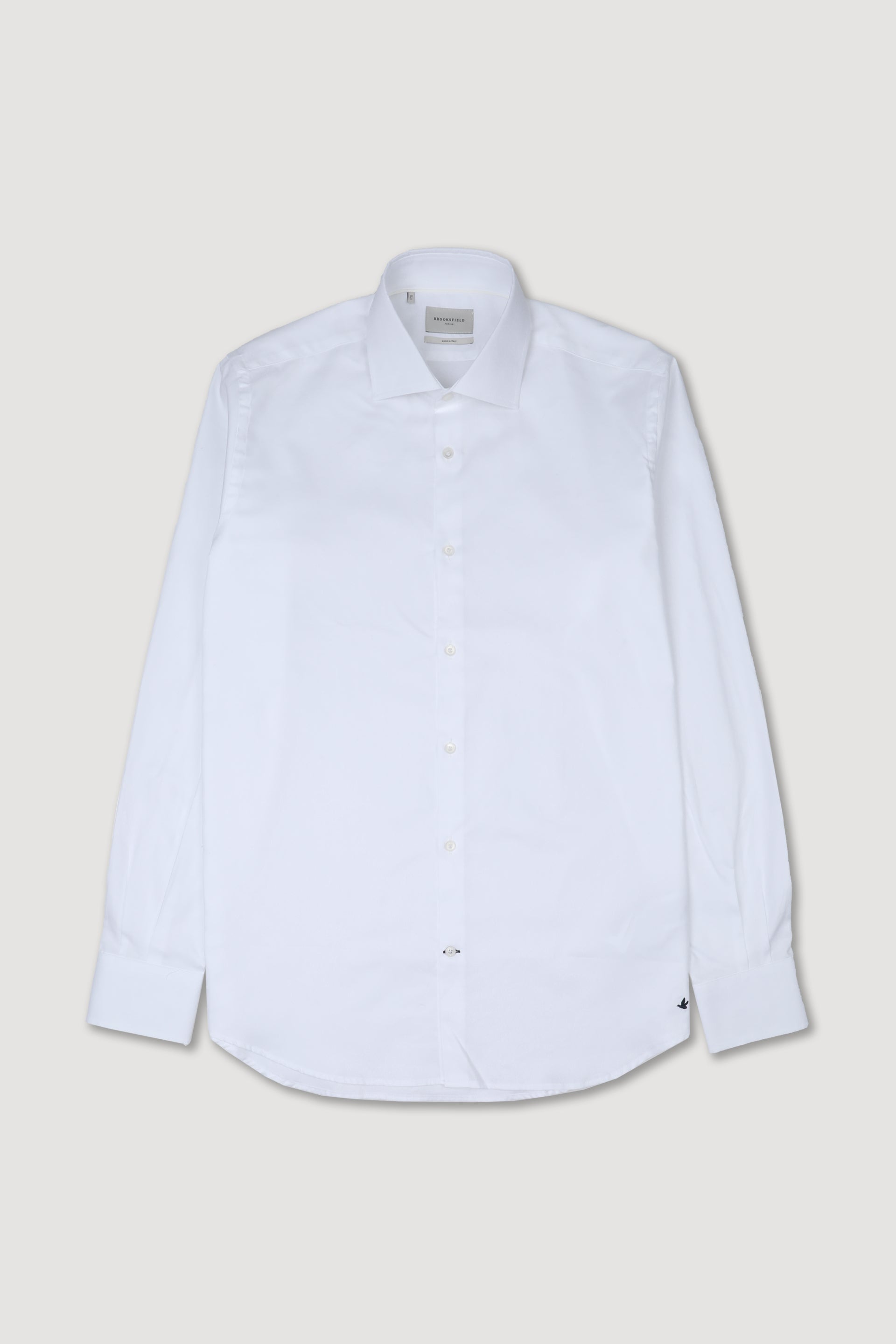 UOMO-CAMICIA (SLIM FIT) M/L FRENCH COLLAR CLASSICA CON PIPING TESSUTO COTONE PIN POINT - White