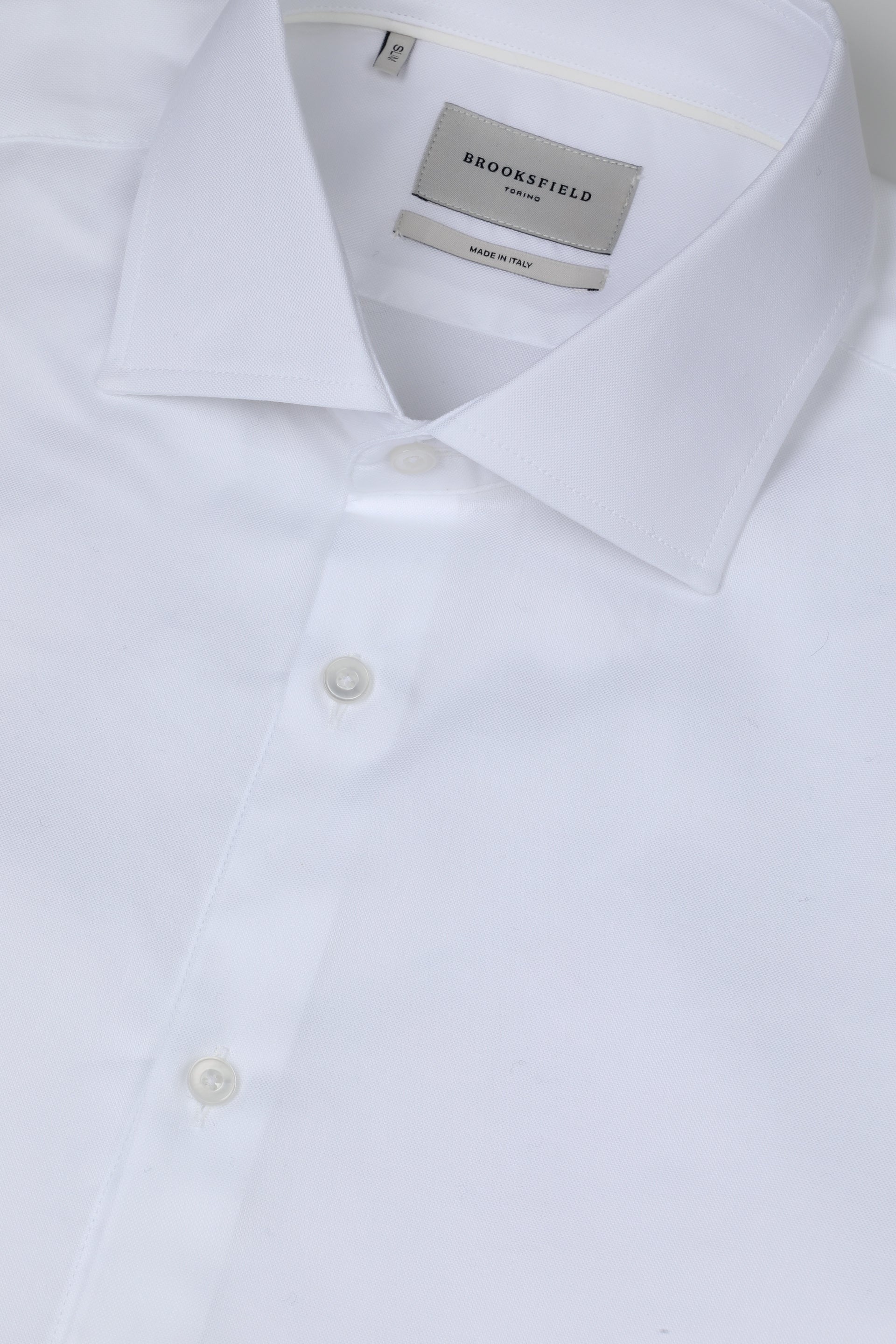 UOMO-CAMICIA (SLIM FIT) M/L FRENCH COLLAR CLASSICA CON PIPING TESSUTO COTONE PIN POINT - White