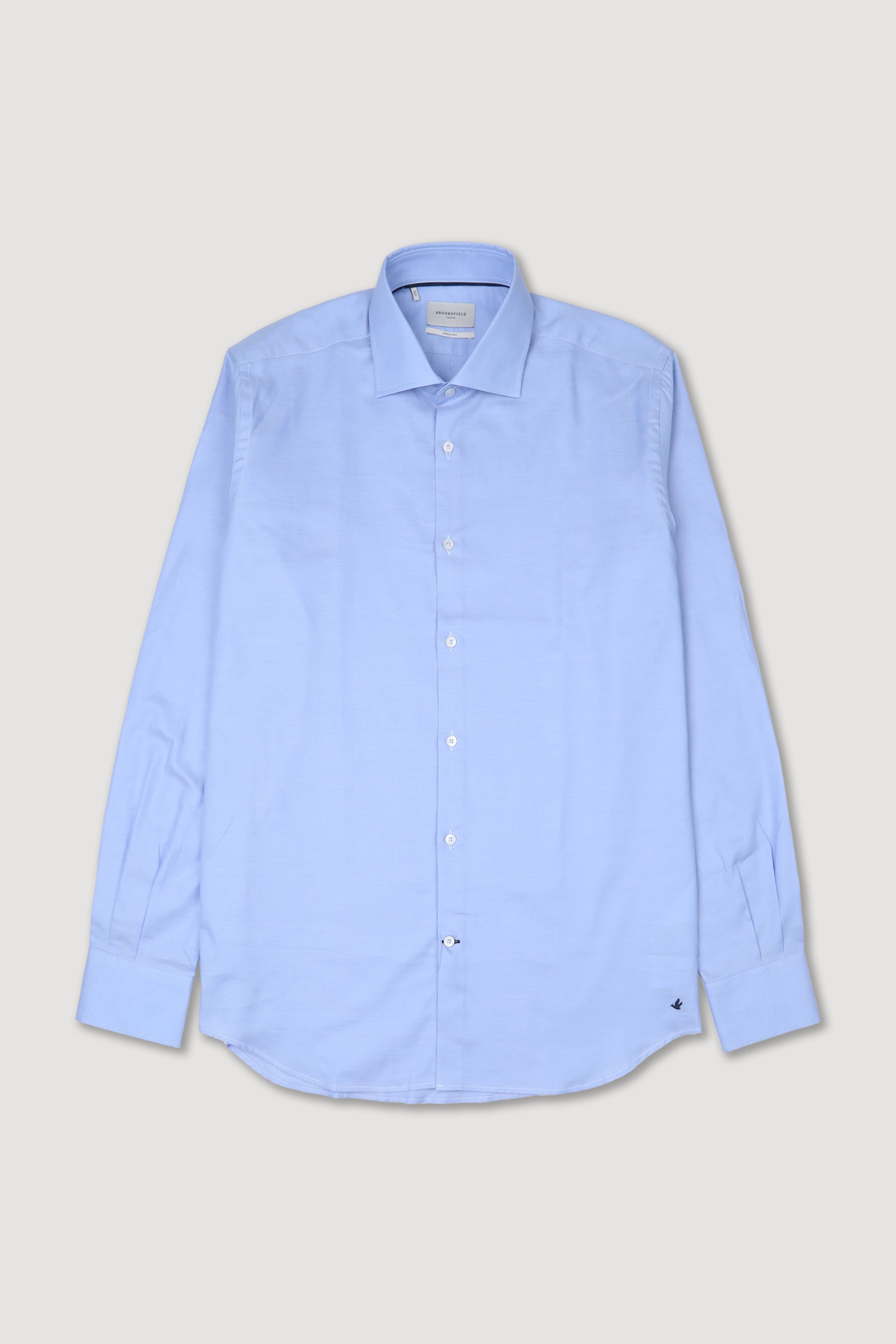 UOMO-CAMICIA (SLIM FIT) M/L FRENCH COLLAR CLASSICA CON PIPING TESSUTO COTONE PIN POINT - Cielo