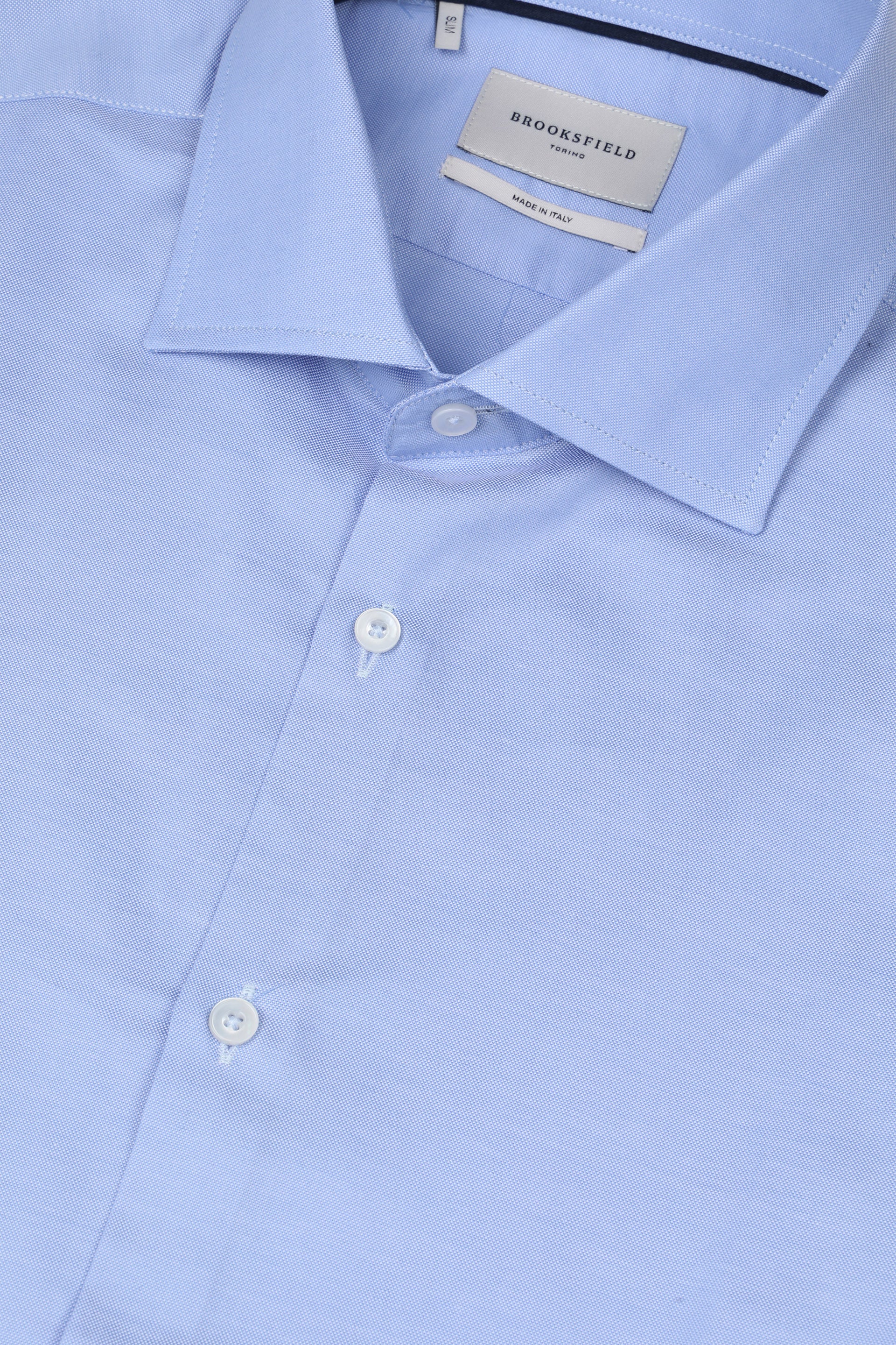 UOMO-CAMICIA (SLIM FIT) M/L FRENCH COLLAR CLASSICA CON PIPING TESSUTO COTONE PIN POINT - Cielo