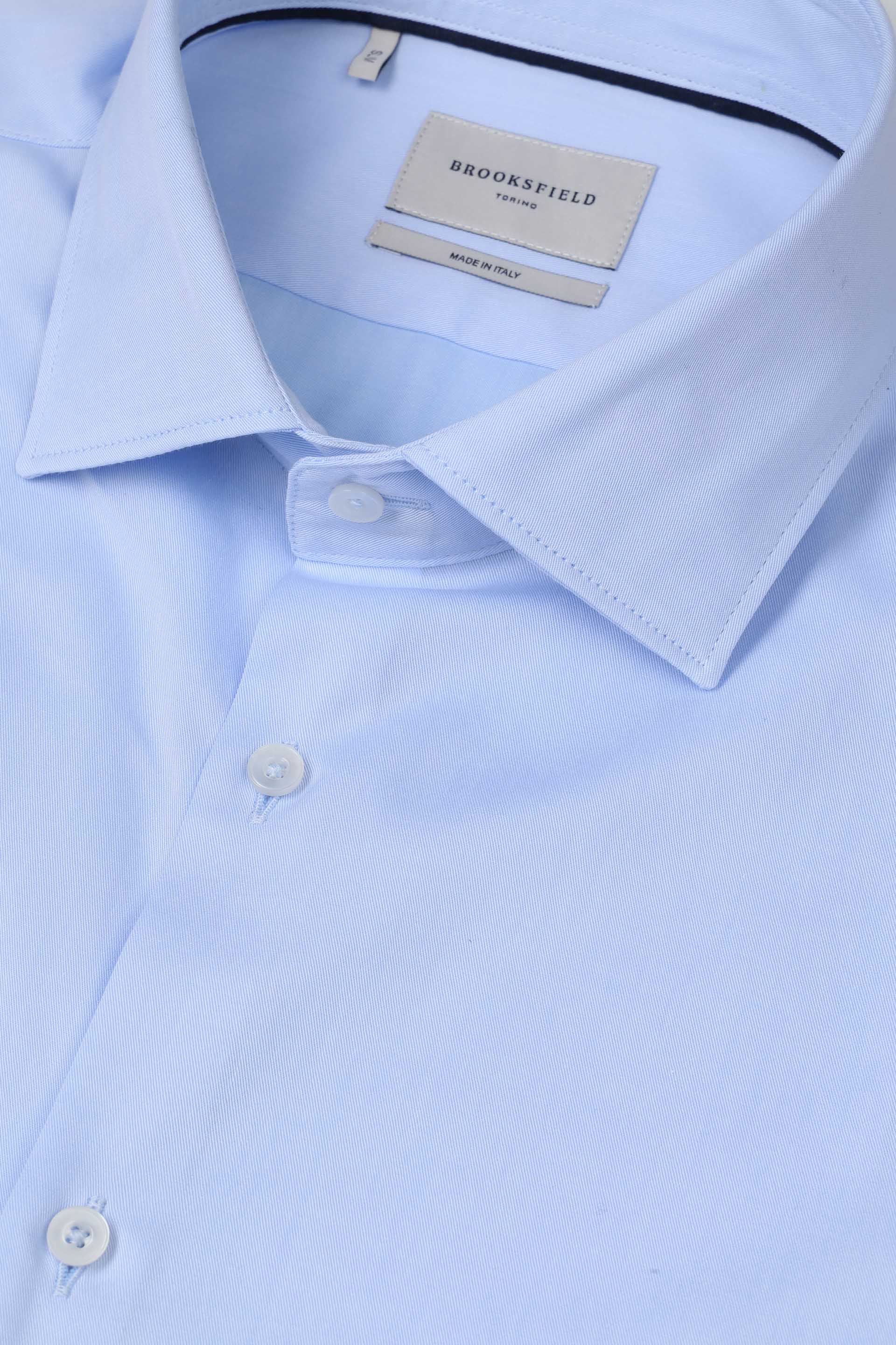 UOMO-CAMICIA (SLIM FIT) M/L SPREAD COLLAR CLASSICA CON PIPING TESSUTO COTONE TWILL - Cielo