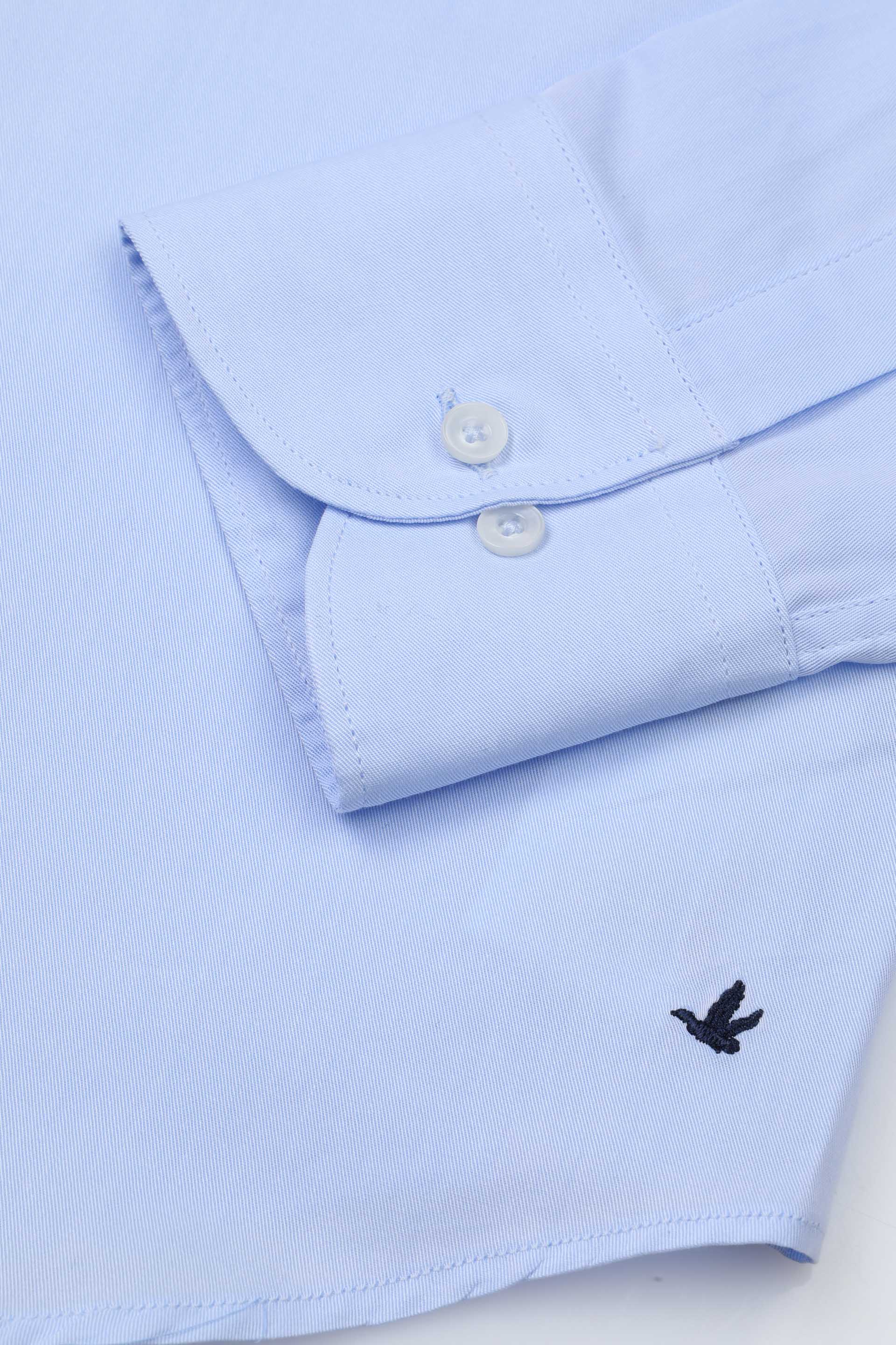 UOMO-CAMICIA (SLIM FIT) M/L SPREAD COLLAR CLASSICA CON PIPING TESSUTO COTONE TWILL - Cielo