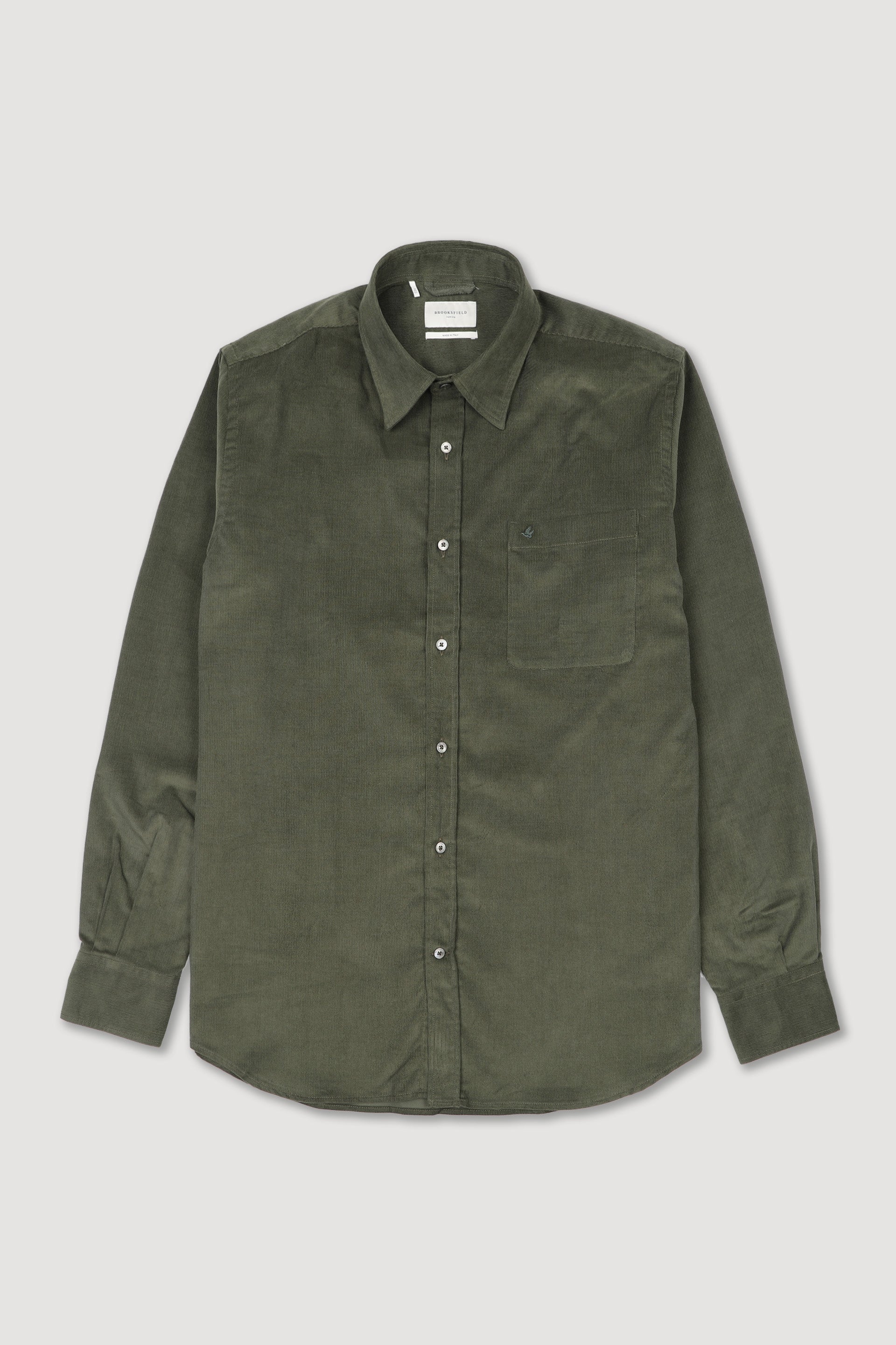 UOMO-CAMICIA "TORINO" (REGULAR) M/L CLASSICA CON TASCHINO, VELLUTINO DI COTONE TINTO PEZZA - Frantoio