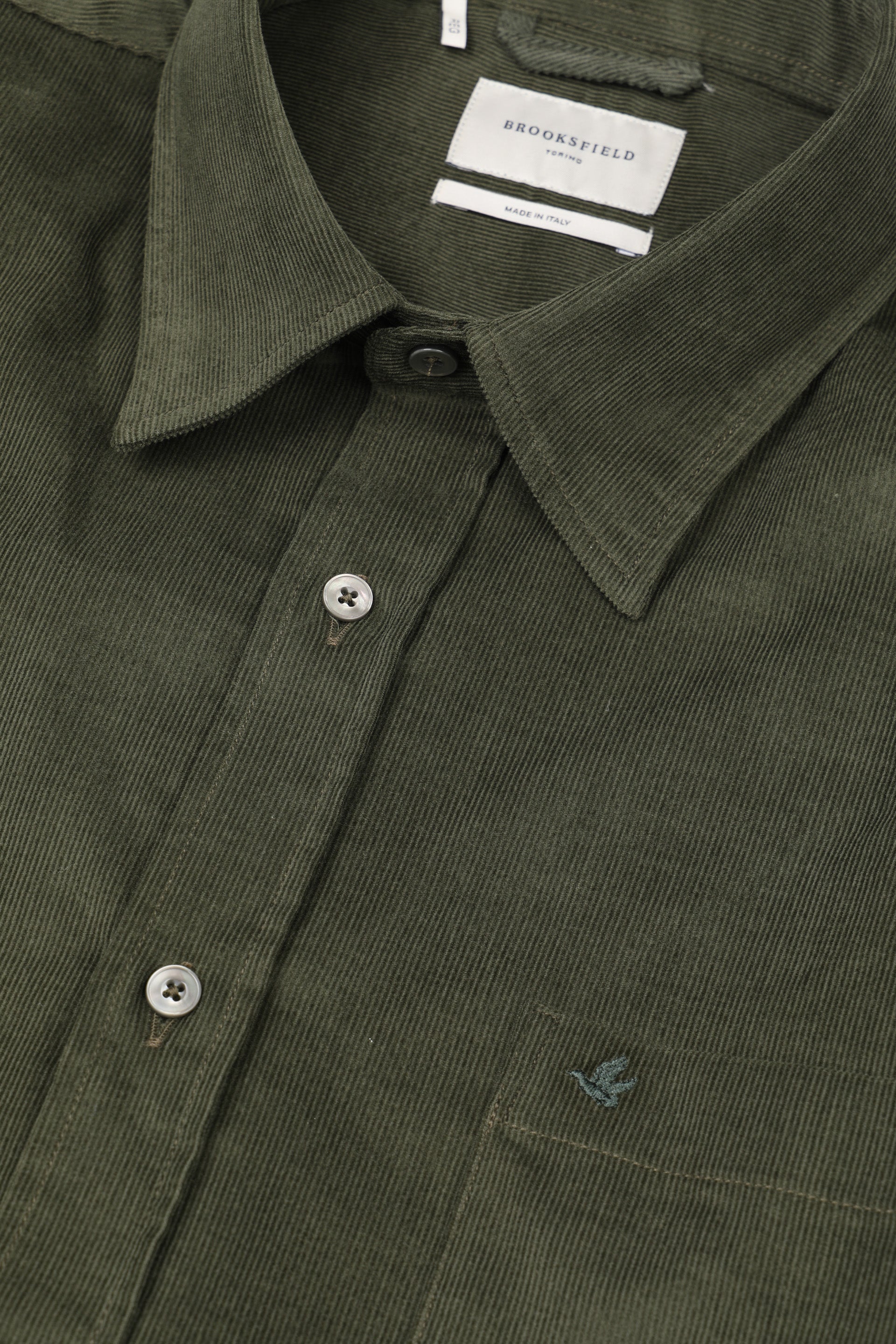 UOMO-CAMICIA "TORINO" (REGULAR) M/L CLASSICA CON TASCHINO, VELLUTINO DI COTONE TINTO PEZZA - Frantoio