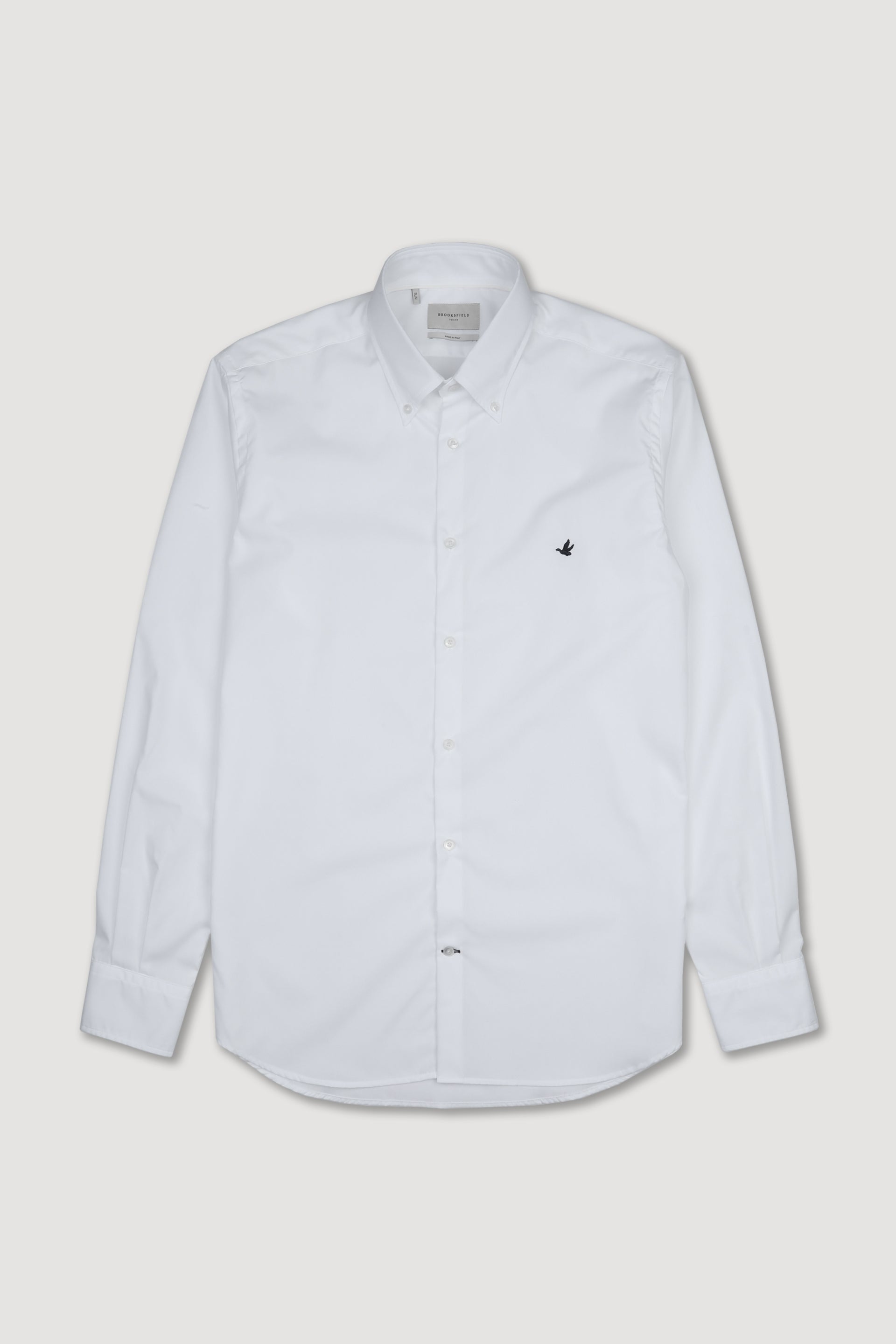 UOMO-CAMICIA (SLIM FIT) M/L BUTTON DOWN COLLAR CLASSICA CON PIPING TESSUTO POPELINE DI COTONE WRINKLE FREE - White