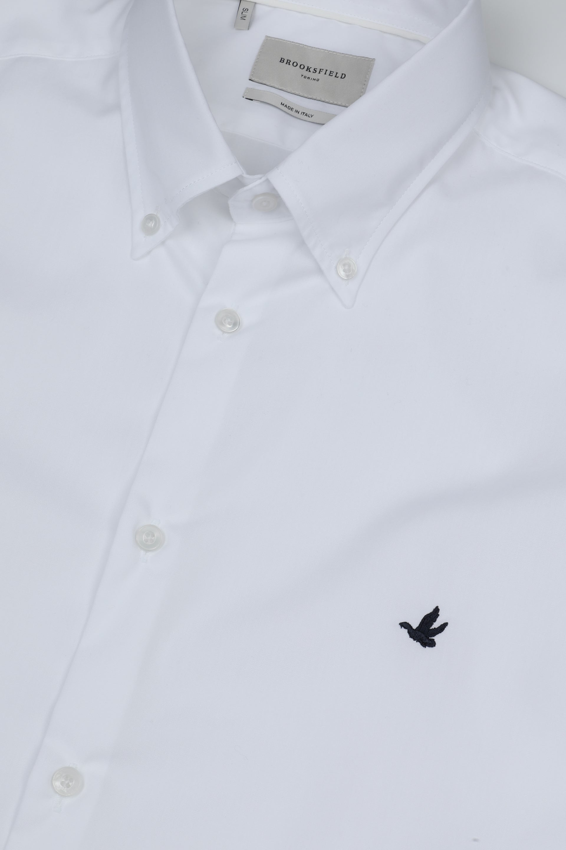 UOMO-CAMICIA (SLIM FIT) M/L BUTTON DOWN COLLAR CLASSICA CON PIPING TESSUTO POPELINE DI COTONE WRINKLE FREE - White