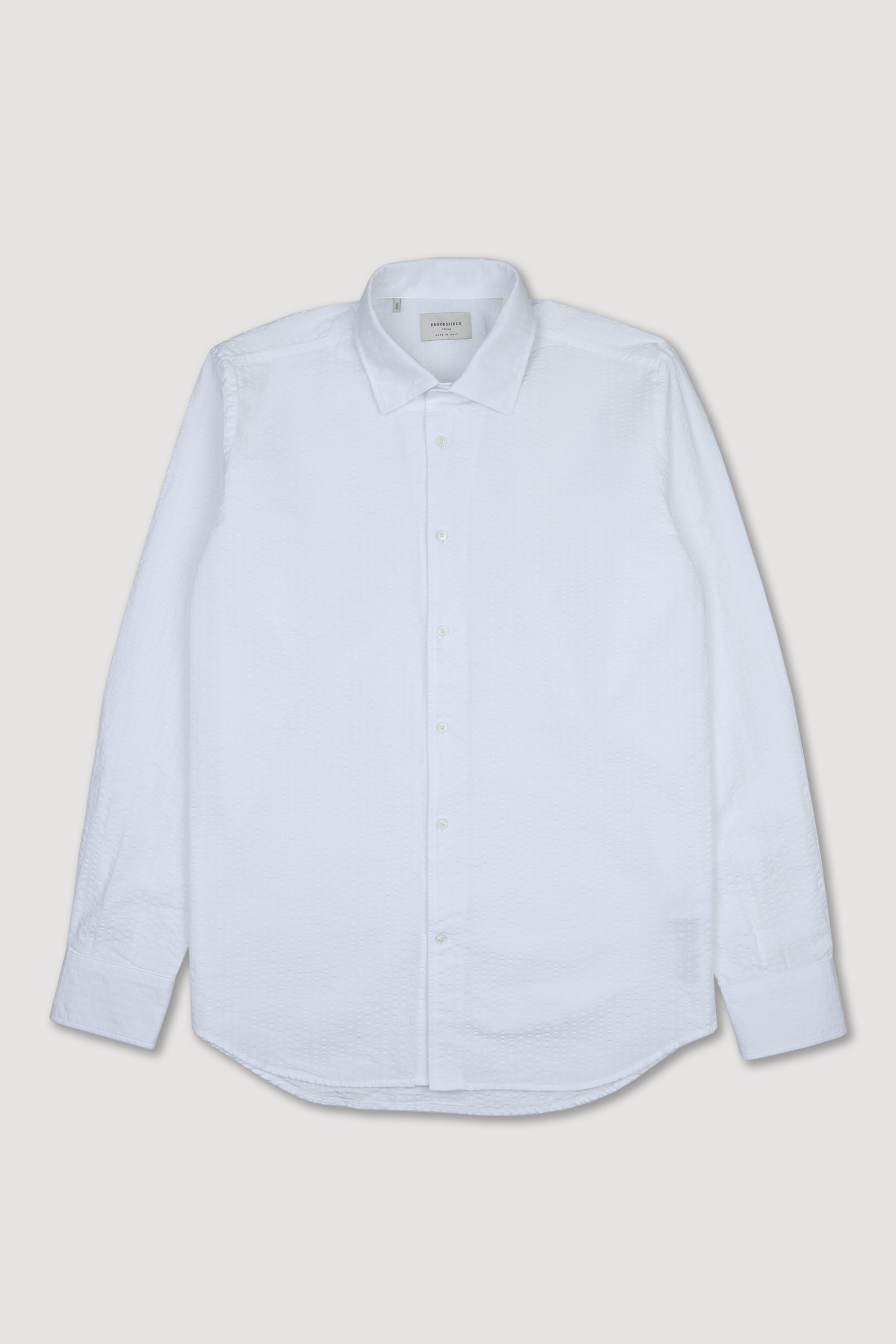 UOMO-CAMICIA (REGULAR FIT) M/L, ONE PIECE COLLAR, LAVATA TESSUTO SEERSUCKER DI COTONE UNITO - White