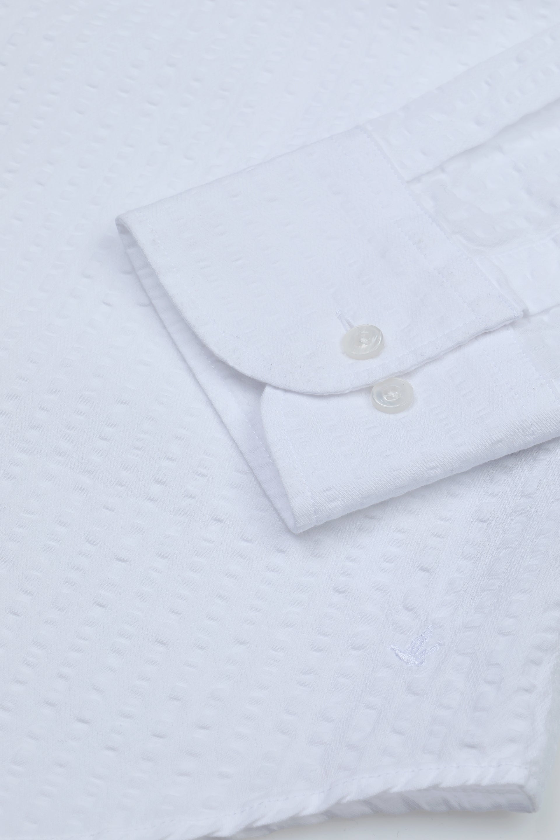 UOMO-CAMICIA (REGULAR FIT) M/L, ONE PIECE COLLAR, LAVATA TESSUTO SEERSUCKER DI COTONE UNITO - White